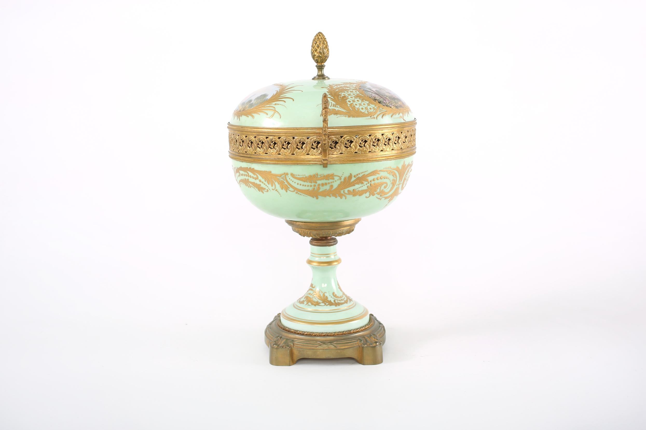 French Gilt Bronze Mounted / Sevres Porcelain Covered Urn