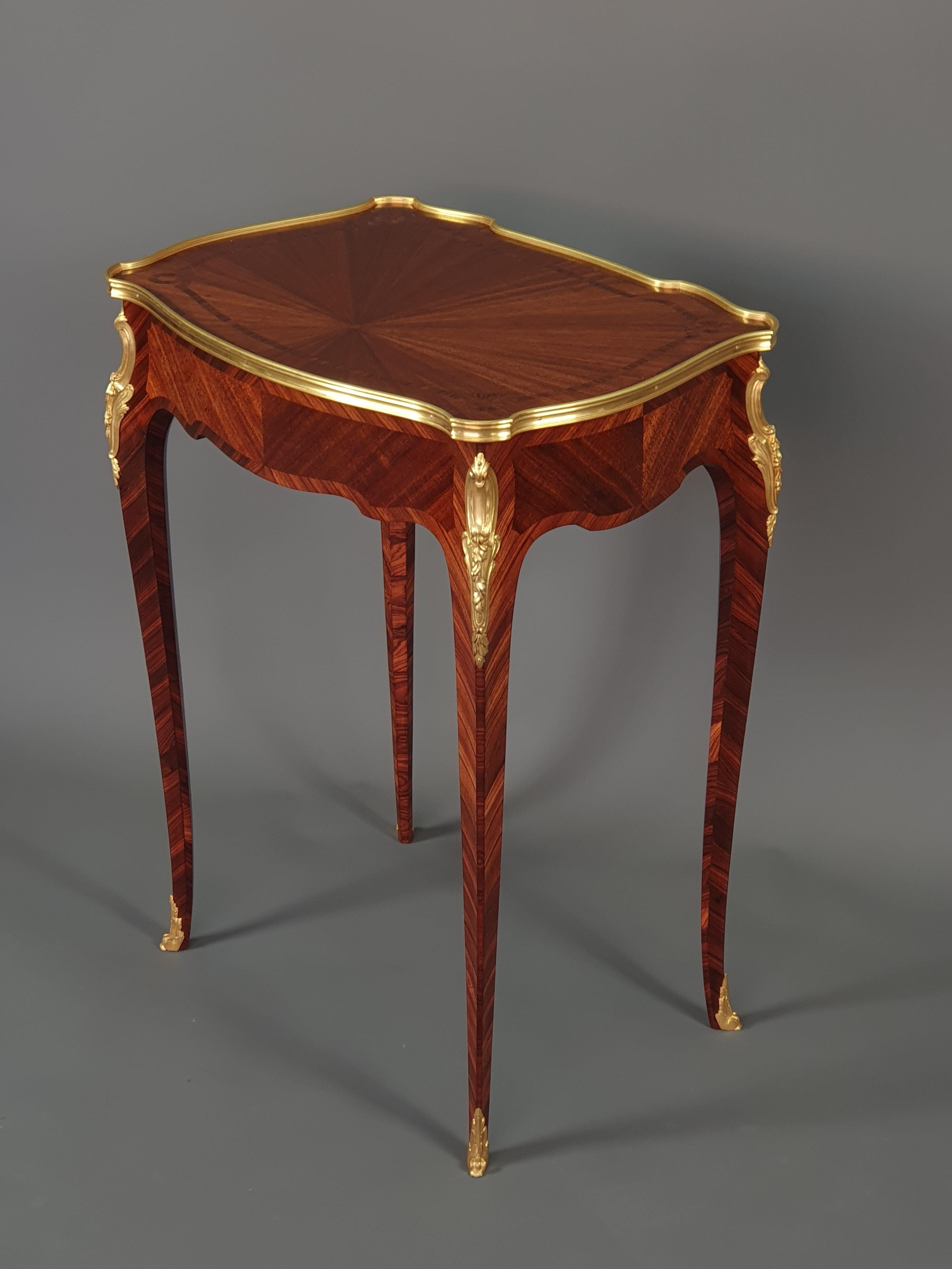 Gilt Bronze Mounted Table D'appoint in Marquetry in the Style of François Linke For Sale 2