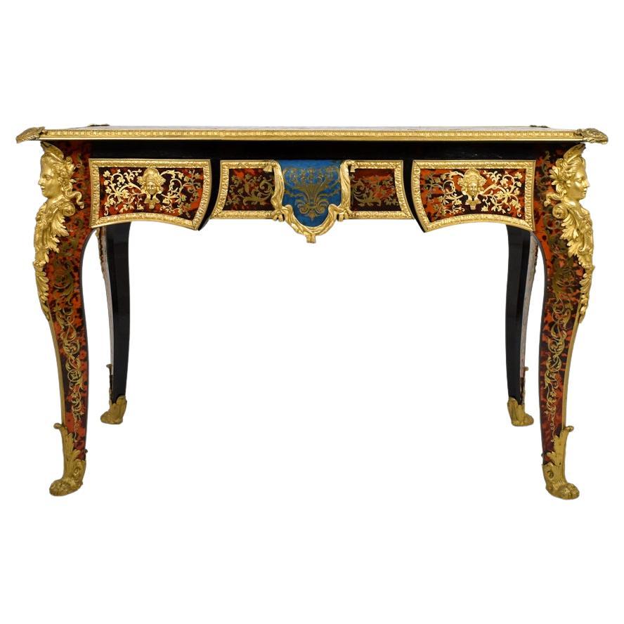 Gilt Bronze-Mounted Tortoise Shell and Brass Inlaid Boulle Centre Table