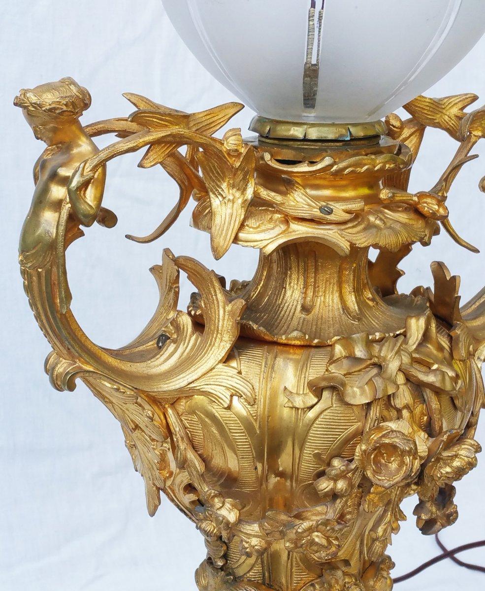 Gilt Bronze Napoleon III Tall Cariathids Table Lamps Pair, France, 1855 In Good Condition In Paris, FR