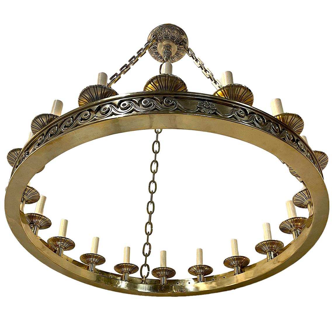 Gilt Bronze Neoclassic Chandelier In Good Condition In New York, NY