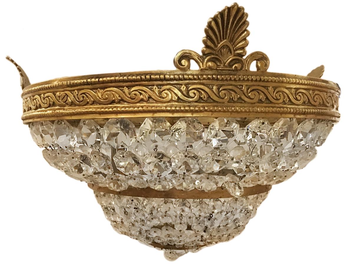 French Gilt Bronze Neoclassic Flush Mount Fixture For Sale