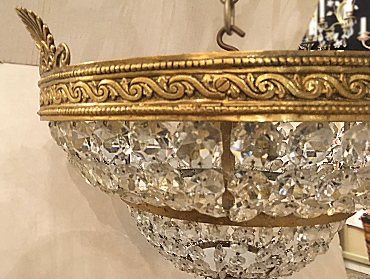 Gilt Bronze Neoclassic Flush Mount Fixture In Good Condition For Sale In New York, NY