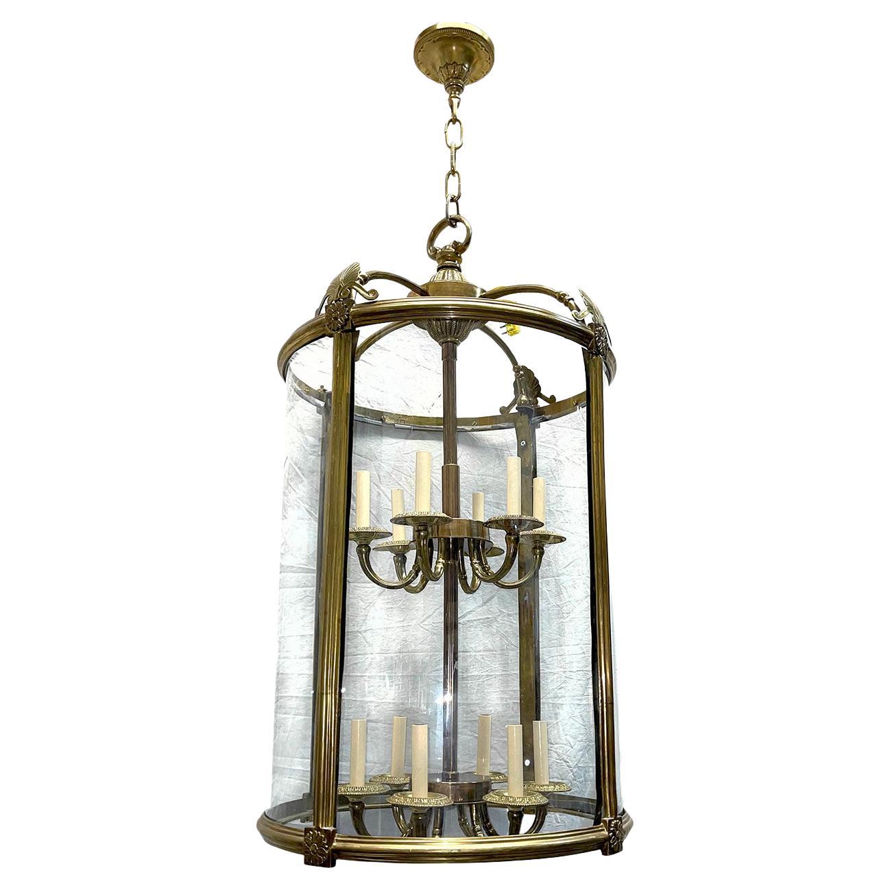 Large Bronze Neoclassic Lantern For Sale