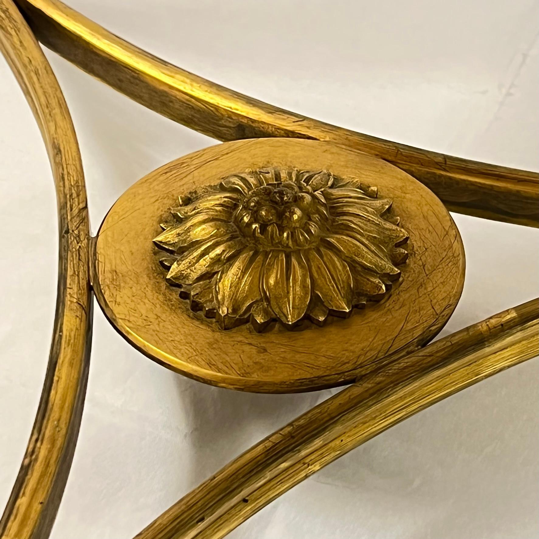Gilt Bronze Neoclassical Gueridon Table with Charcoal Marble Top For Sale 2