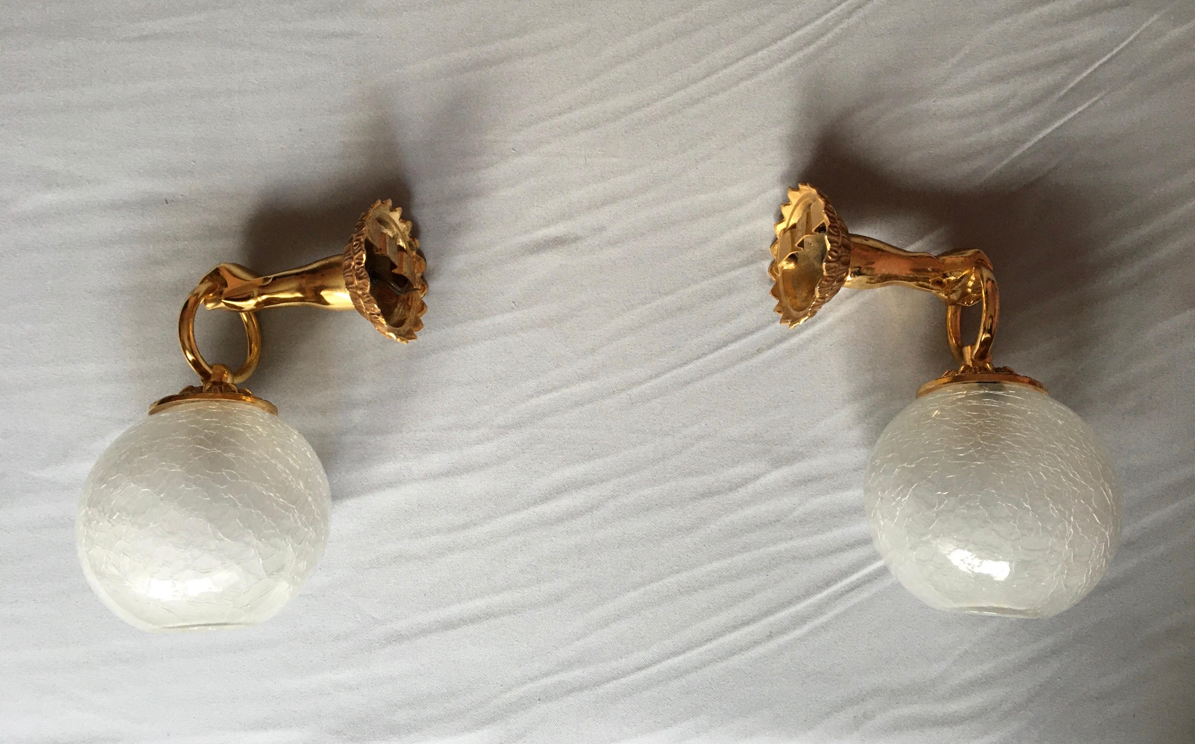Gilt Bronze Neoclassical Sconces, France, 1950 In Good Condition In Paris, FR