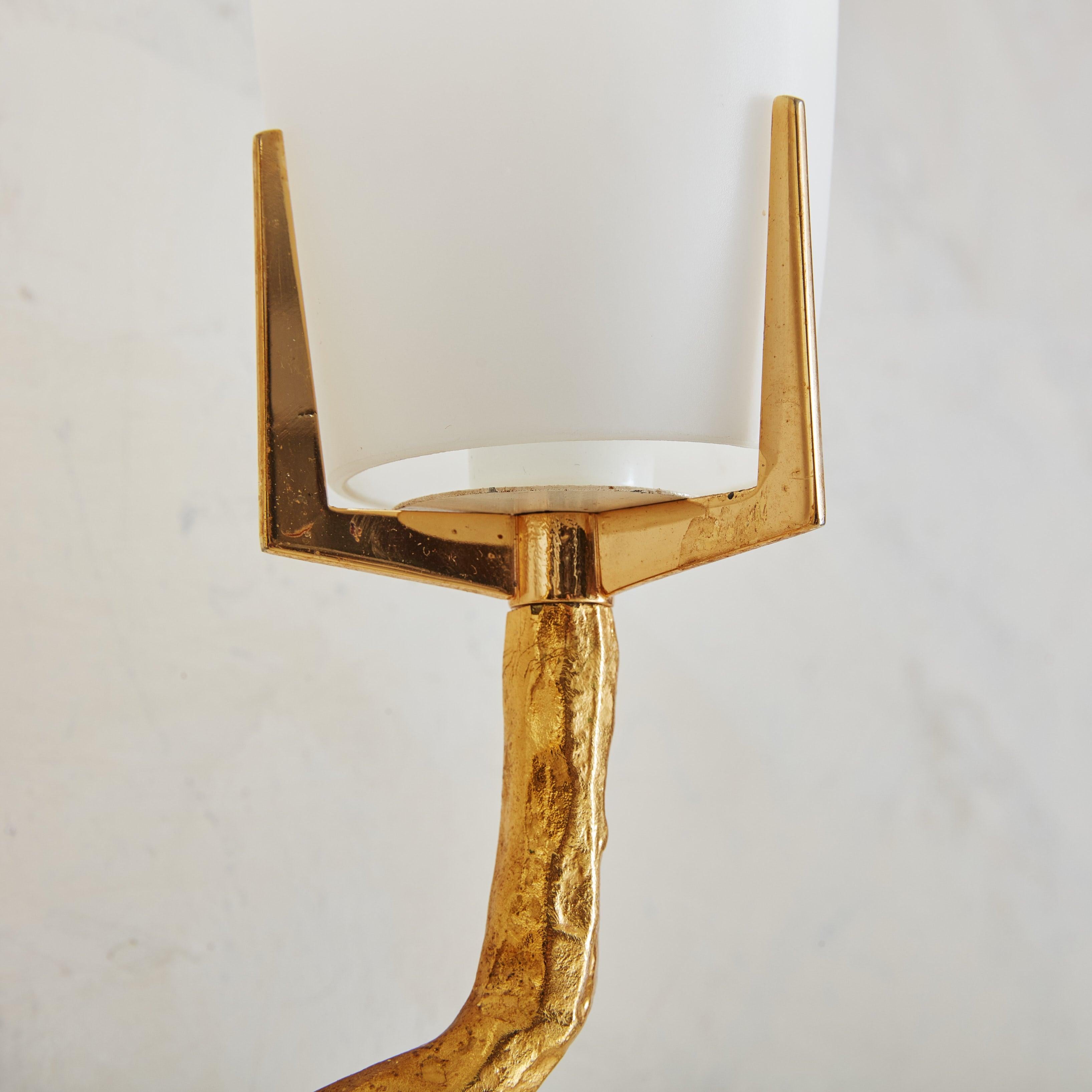 Gilt Bronze + Opaline Glass Sconce by Maison Arlus, France 1960s For Sale 1