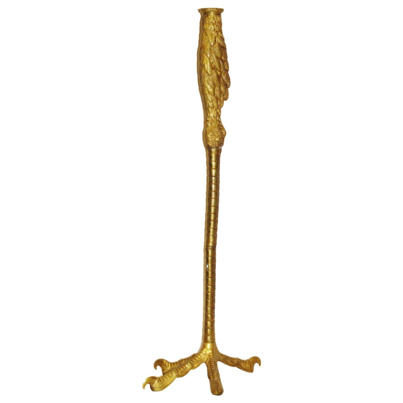 Gilt Bronze Ostrich Leg Candlestick.