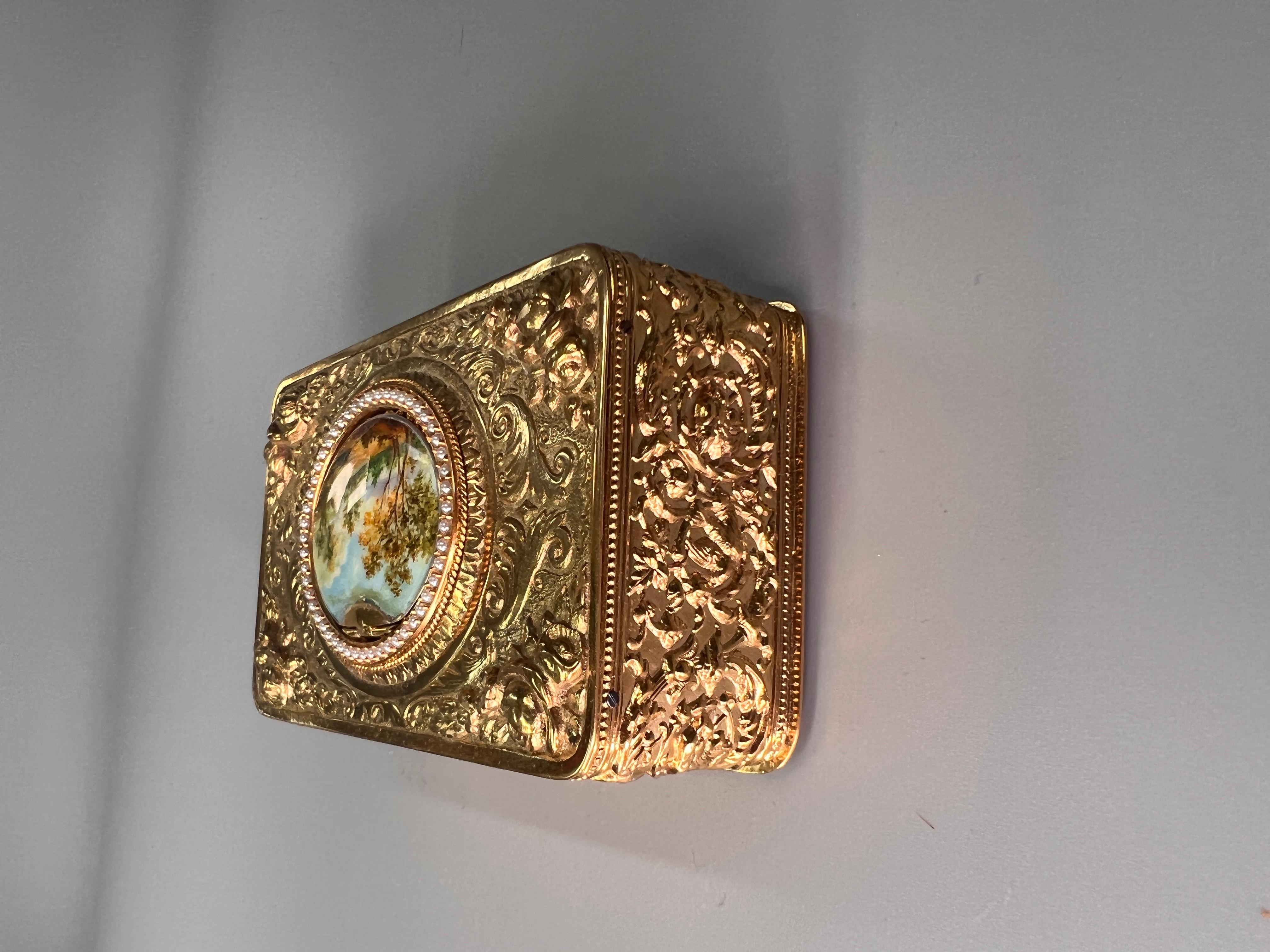 Victorian Gilt Bronze, Pearl and Enamel Singing Bird Box by Bontems, circa 1890 For Sale