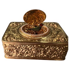 Gilt Bronze, Pearl and Enamel Singing Bird Box by Bontems, circa 1890