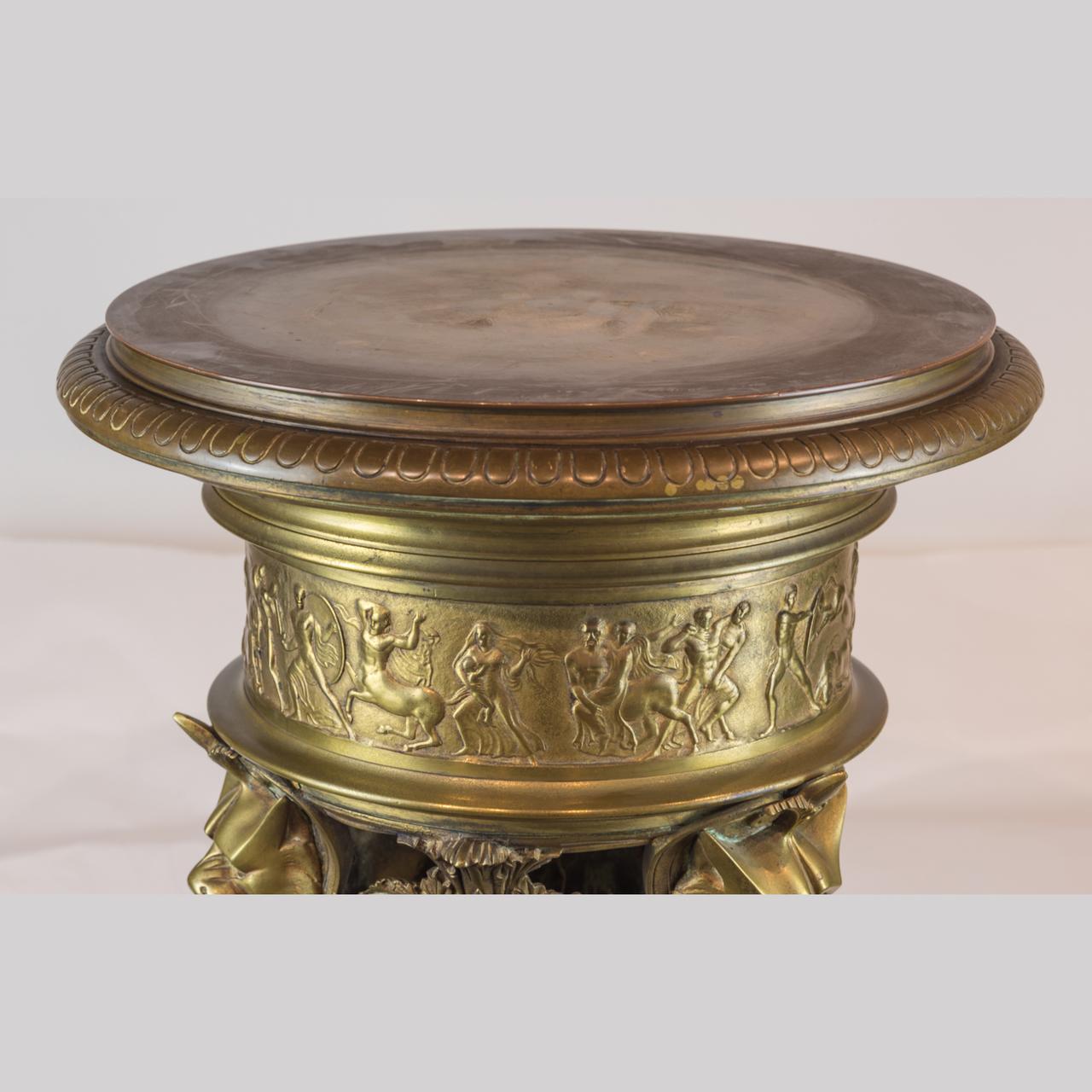 French Gilt Bronze Pedestal with Three-legged Claw Feet For Sale
