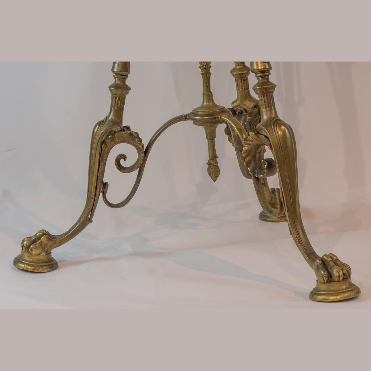 19th Century Gilt Bronze Pedestal with Three-legged Claw Feet For Sale