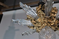 Pendentif en bronze doré avec rayons en cristal, signé Baccarat