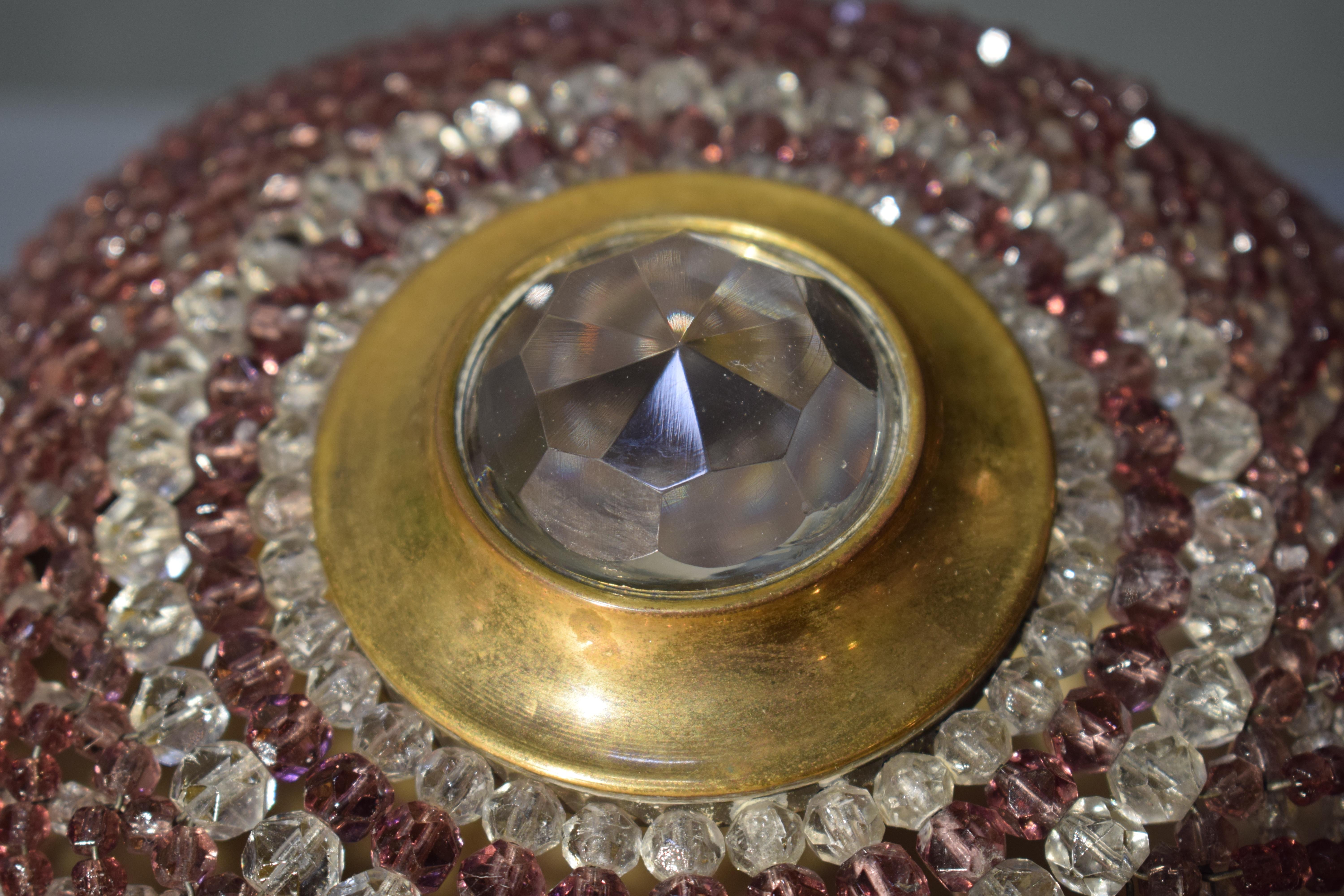 Mid-20th Century Gilt bronze pendant with two tone beaded woven dome