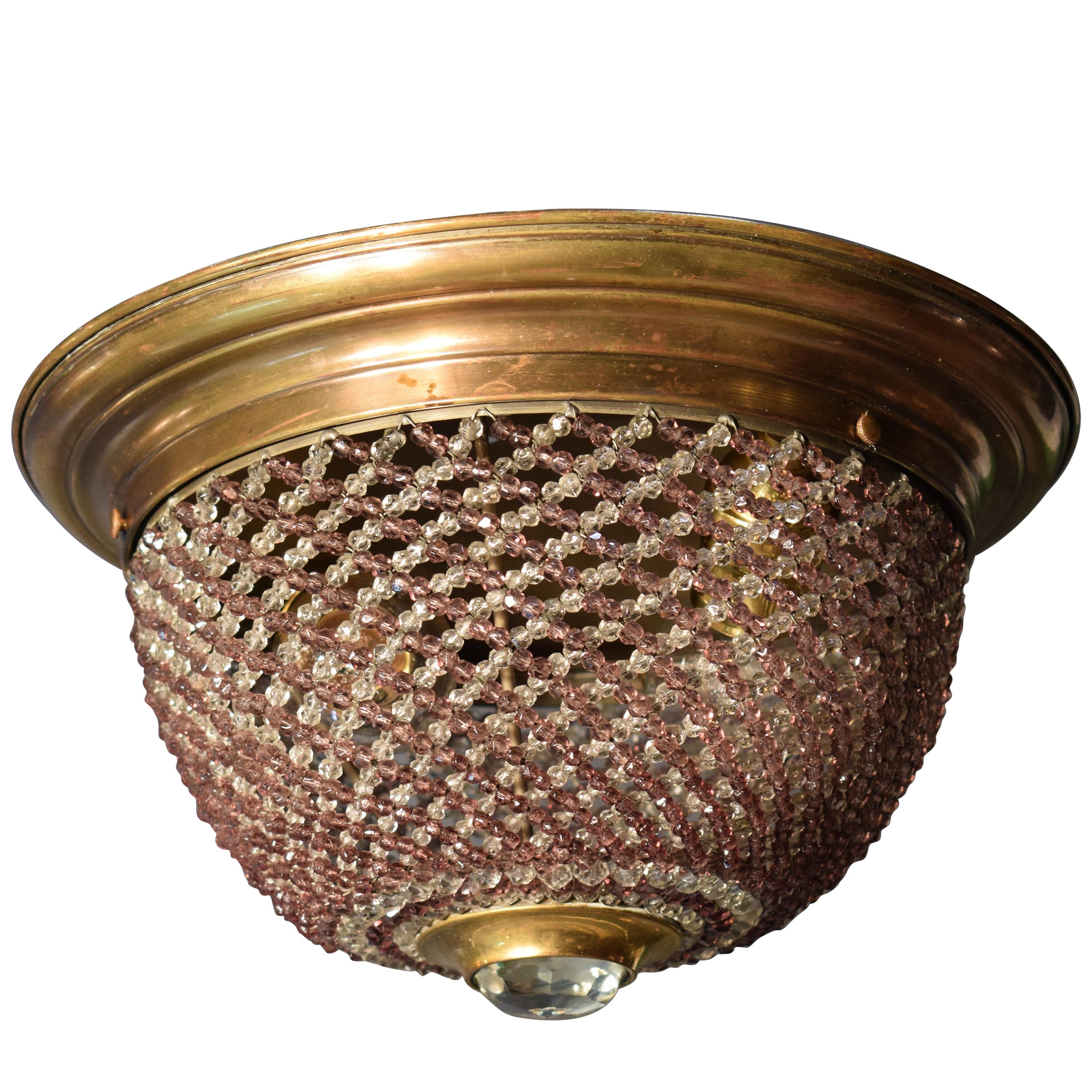Gilt bronze pendant with two tone beaded woven dome