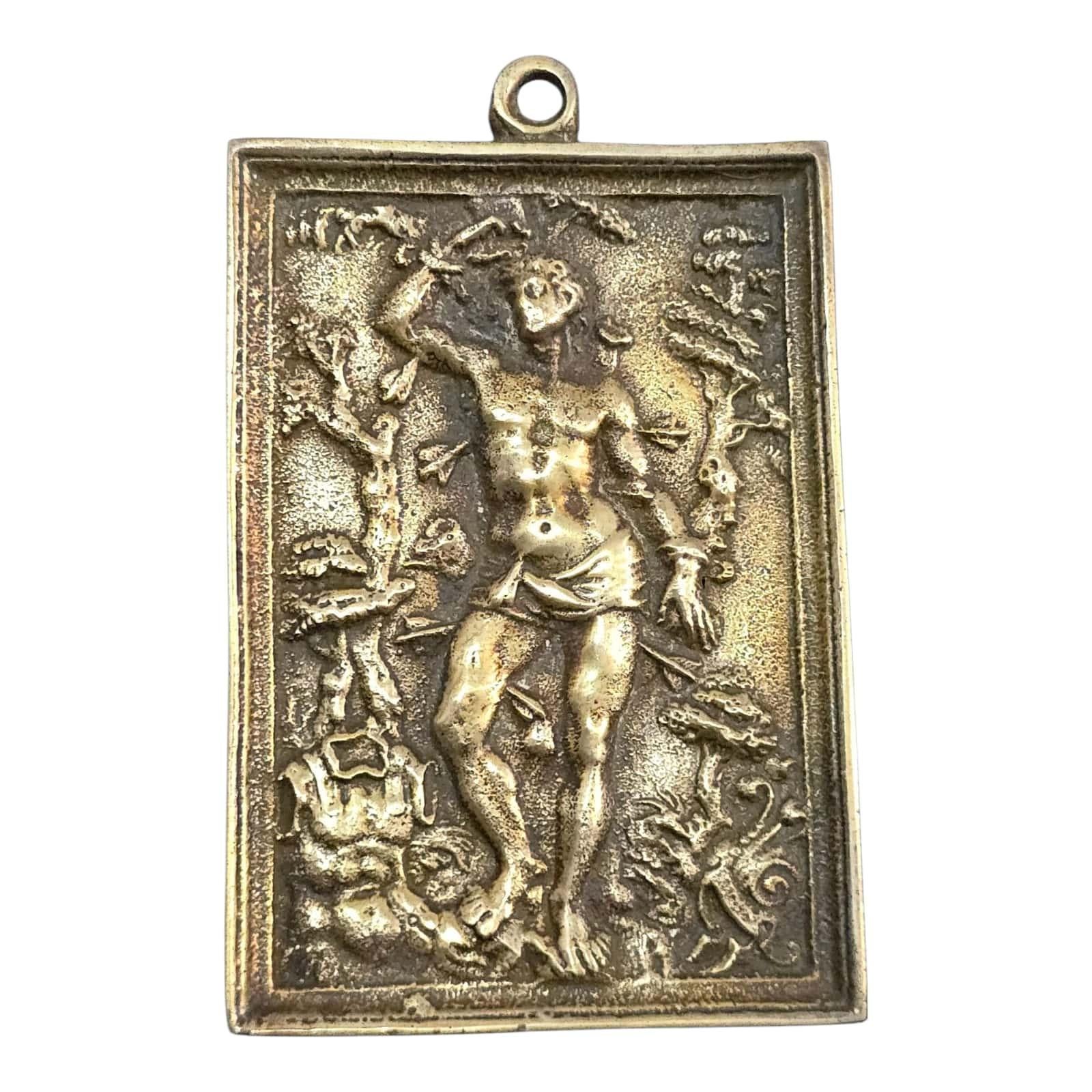 Baroque Plaque de Saint Sébastien en bronze doré - 17ème siècle en vente
