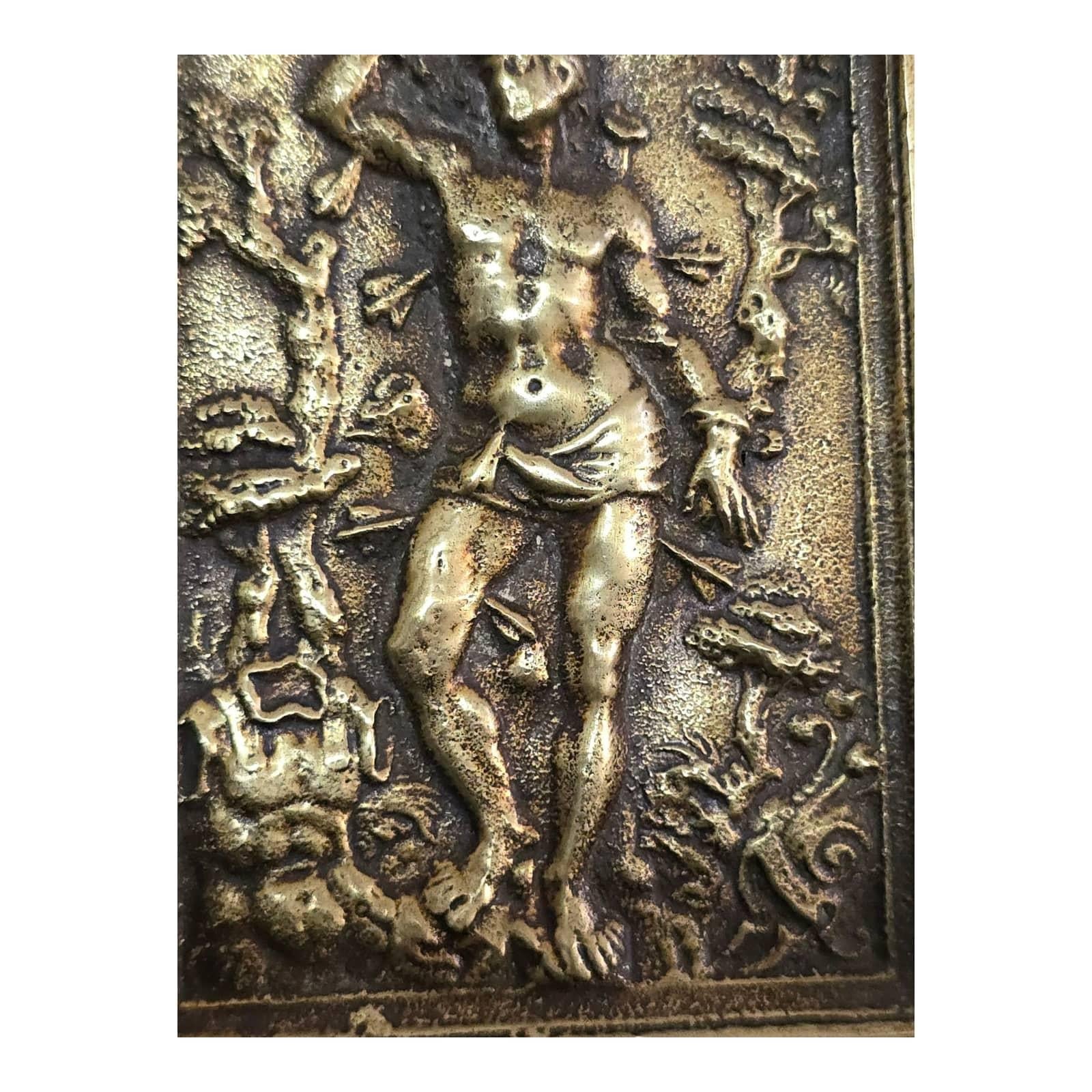 Plaque de Saint Sébastien en bronze doré - 17ème siècle Bon état - En vente à Madrid, ES