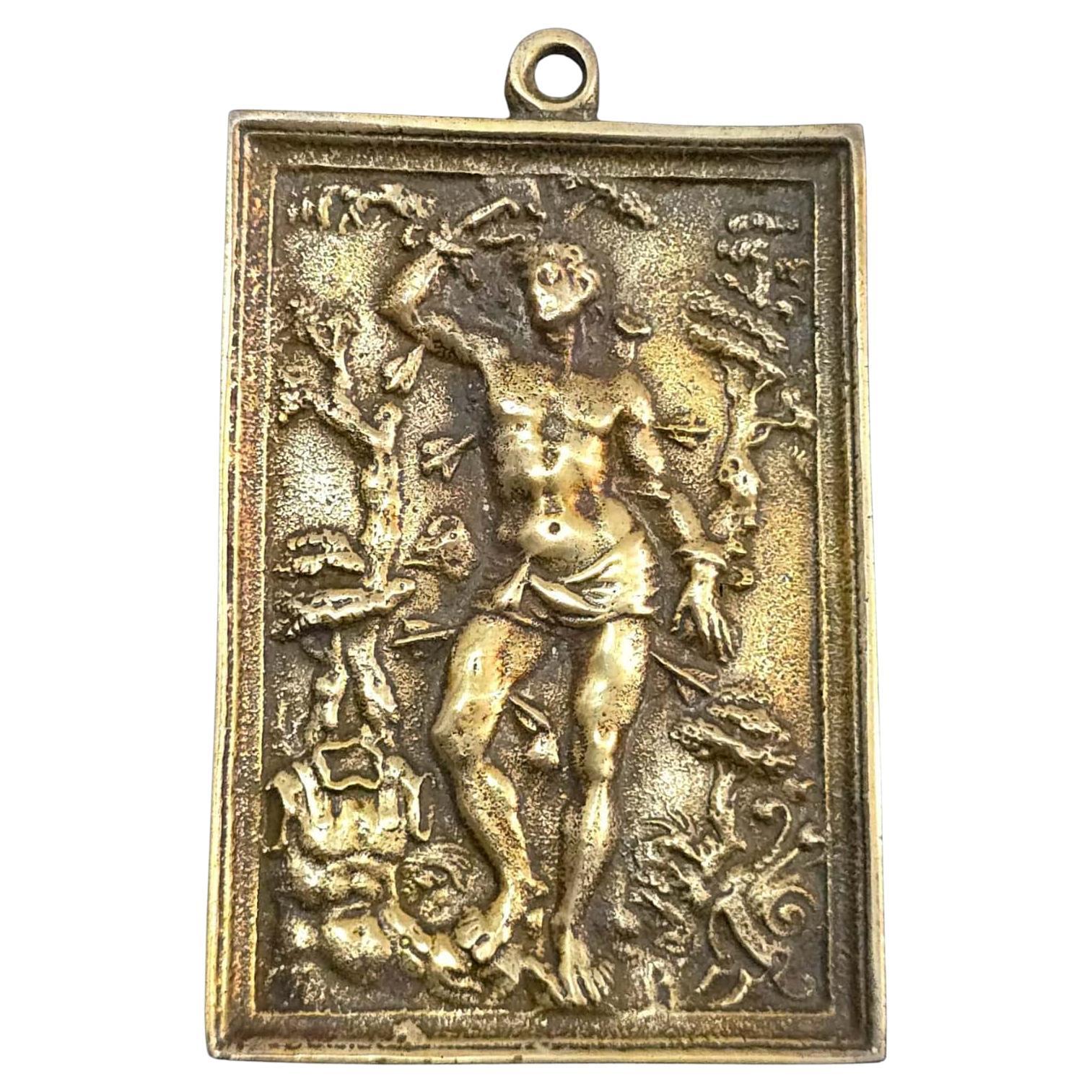 Gilt Bronze Plaque of Saint Sebastian — 17th Century