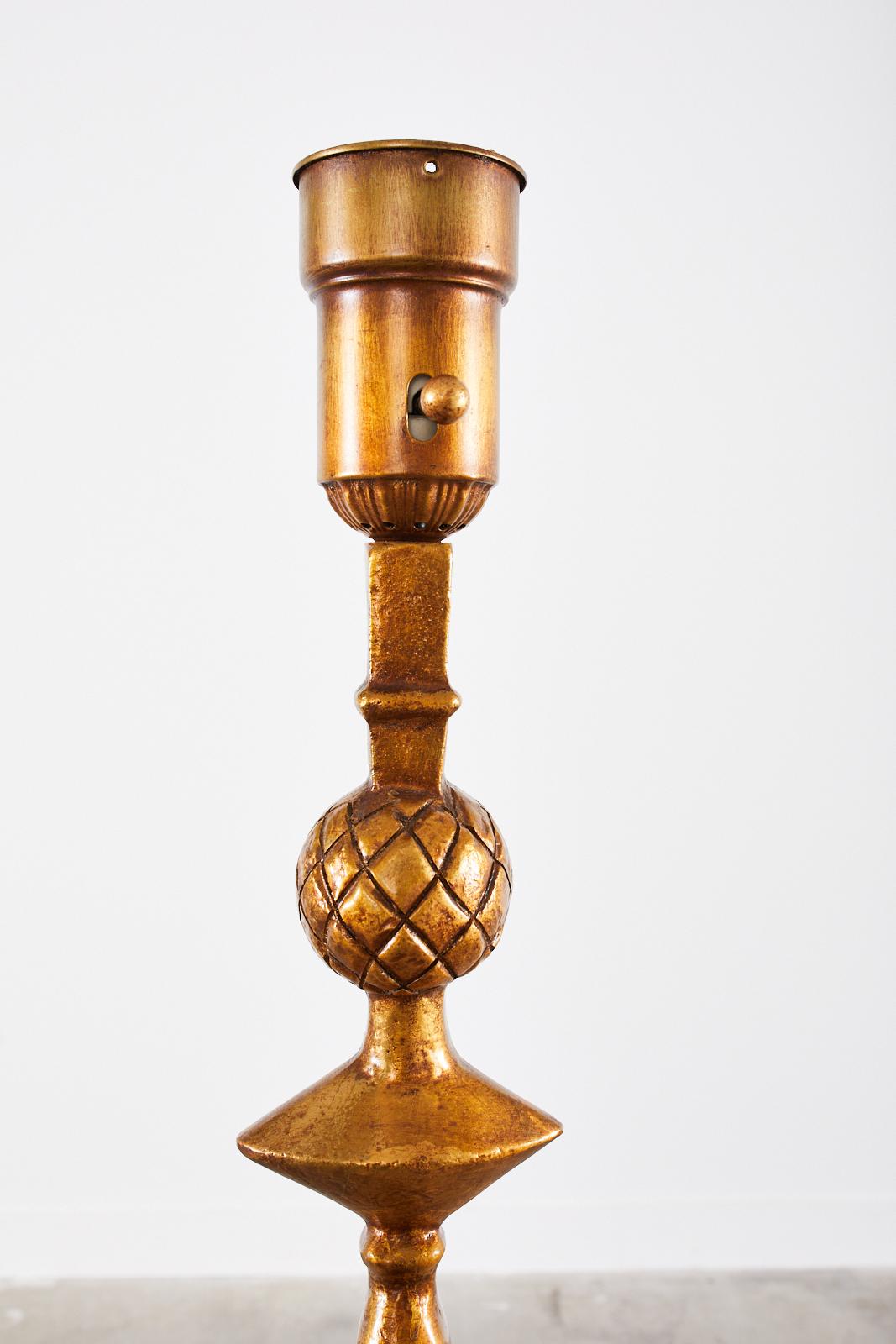20th Century Gilt Bronze Pomme De Pin Sculptural Floor Lamp After Giacometti