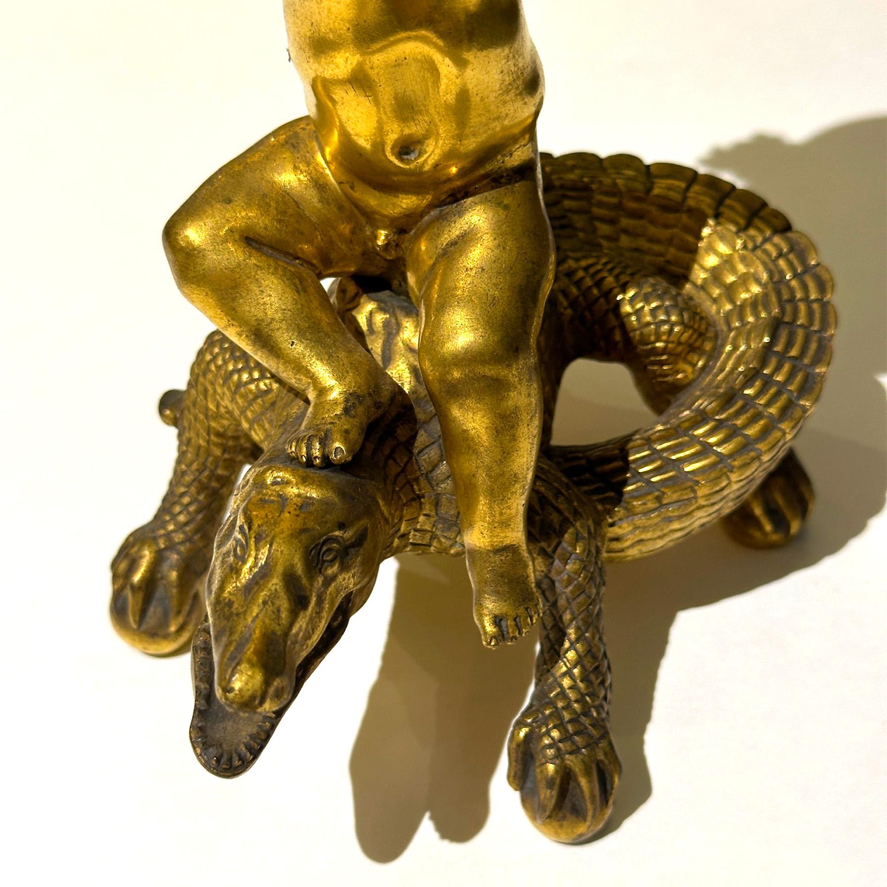 Bronzo Candelieri a putti in bronzo dorato nello stile di Henri Picard, 19° secolo in vendita