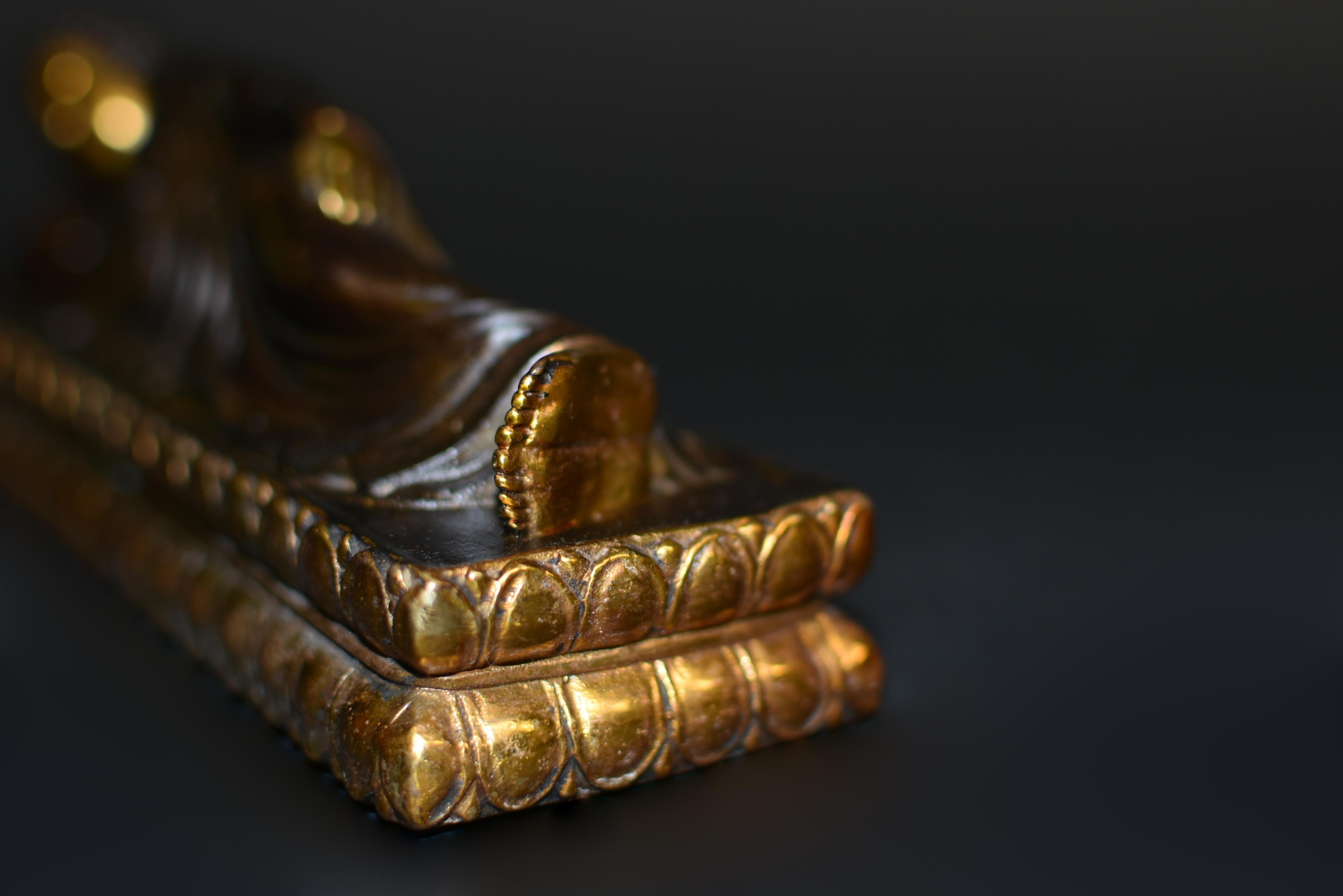 Gilt Bronze Reclining Buddha For Sale 9