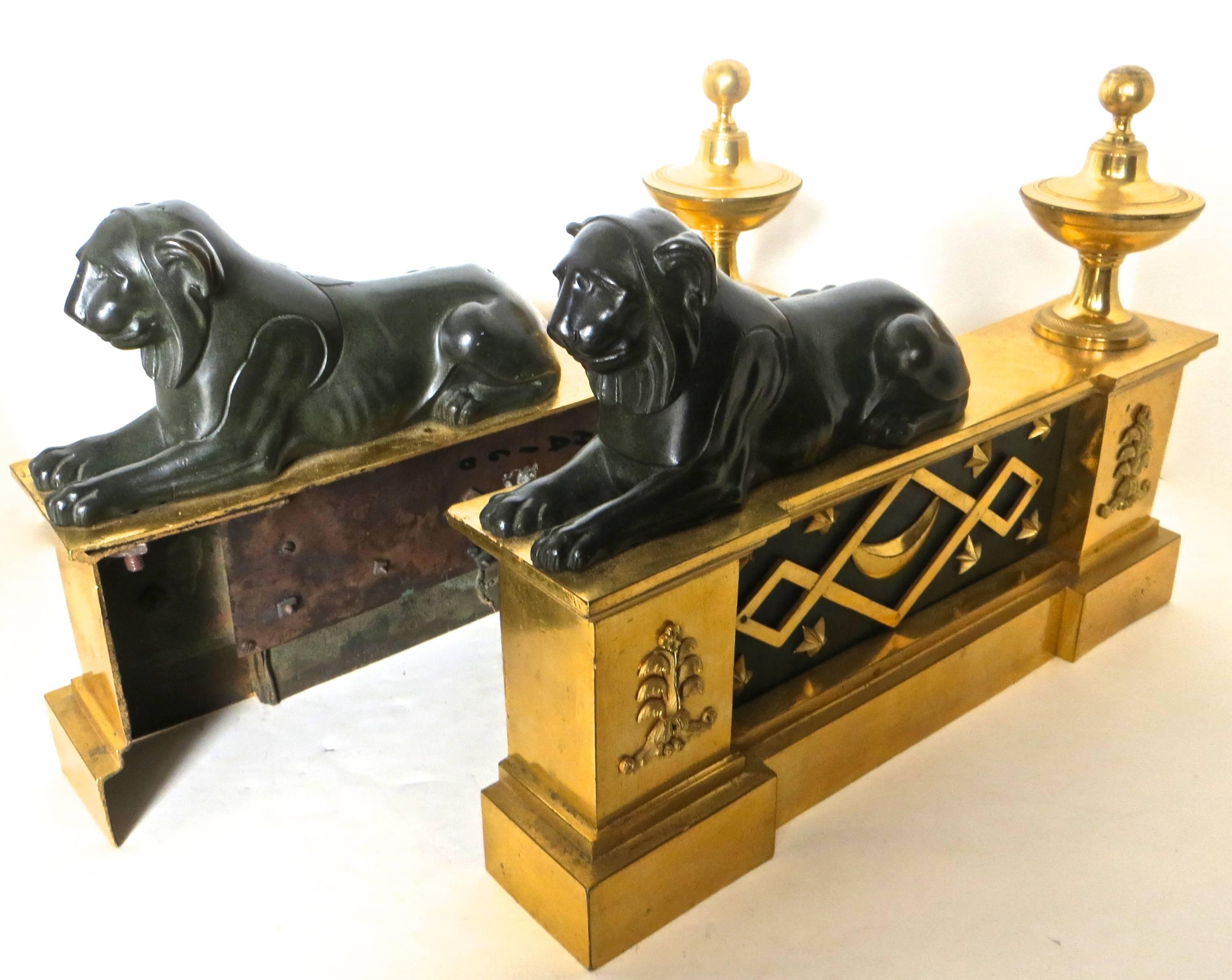 Pair of Gilt Bronze Regency Firedogs, Thomas Hope Attributed England, circa 1803 14