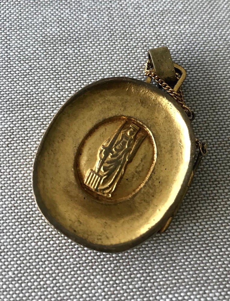Gilt Bronze Reliquary Pendant by Line Vautrin For Sale at 1stDibs