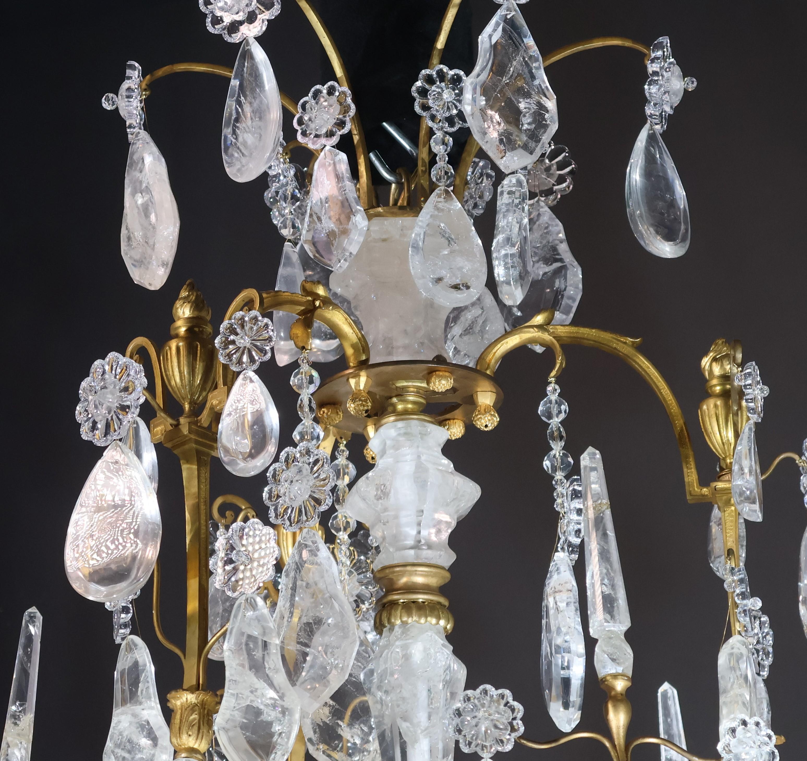 Gilt Bronze & Rock Crystal Chandelier For Sale 6