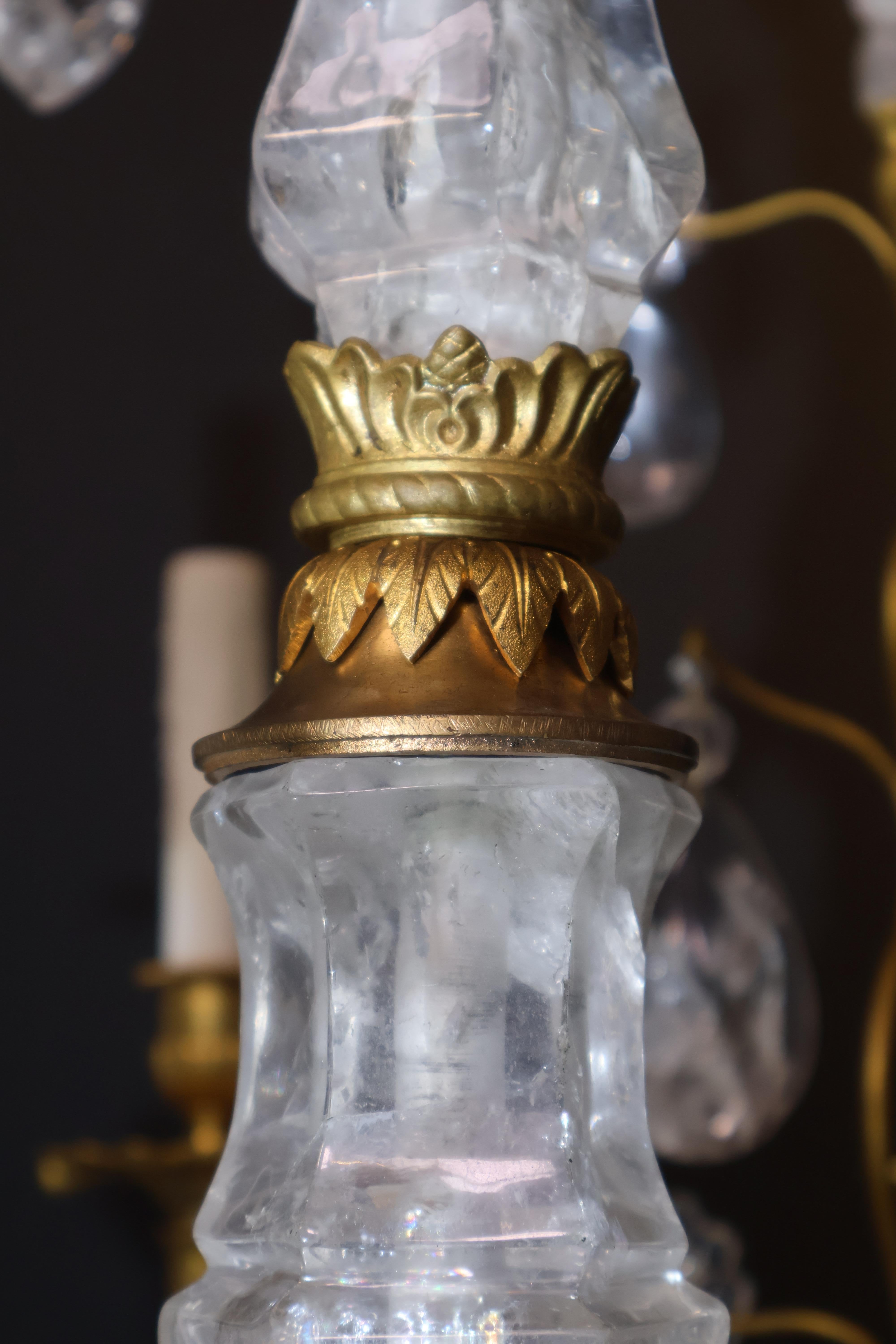 Gilt Bronze & Rock Crystal Chandelier in vendita 8