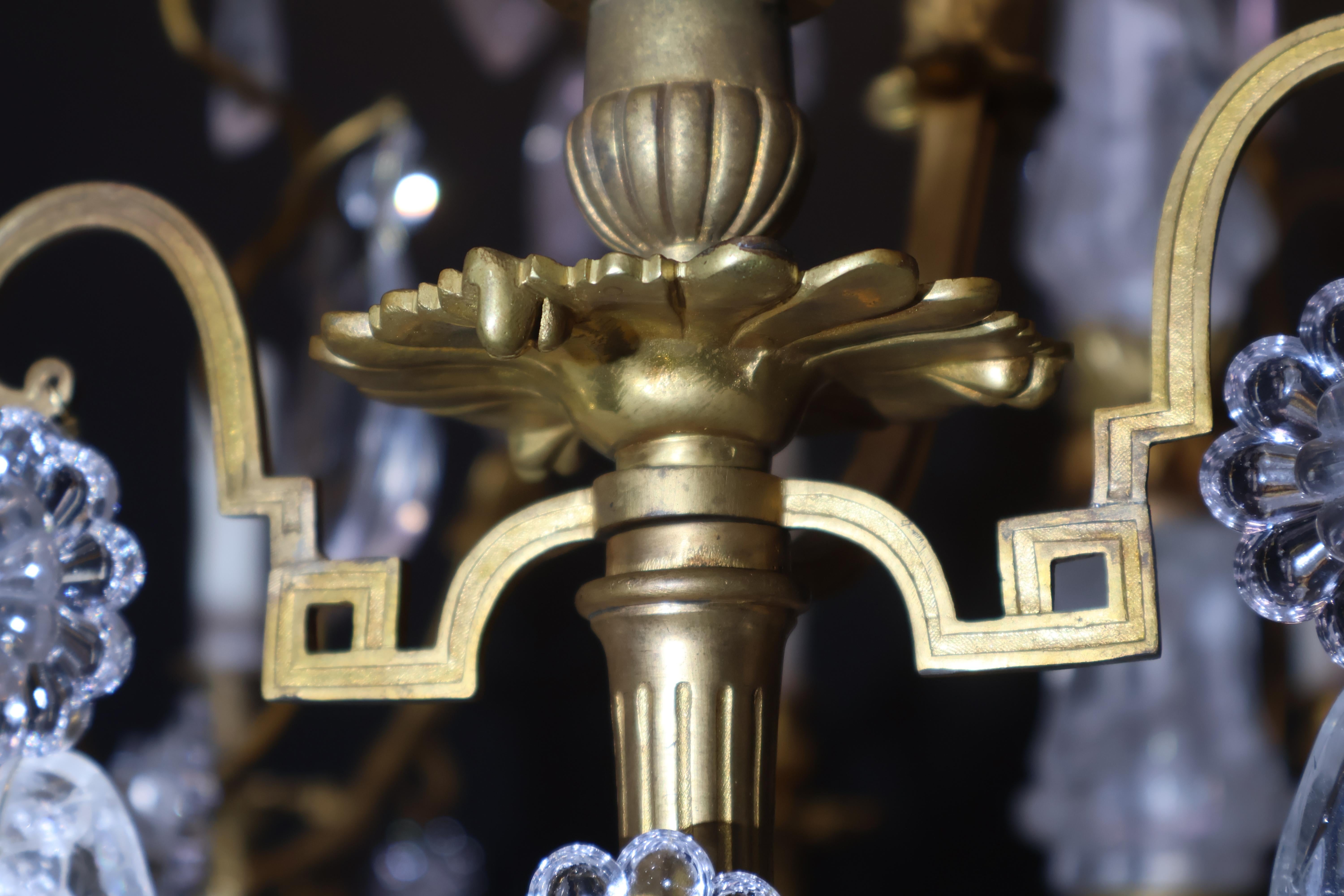 Gilt Bronze & Rock Crystal Chandelier For Sale 12