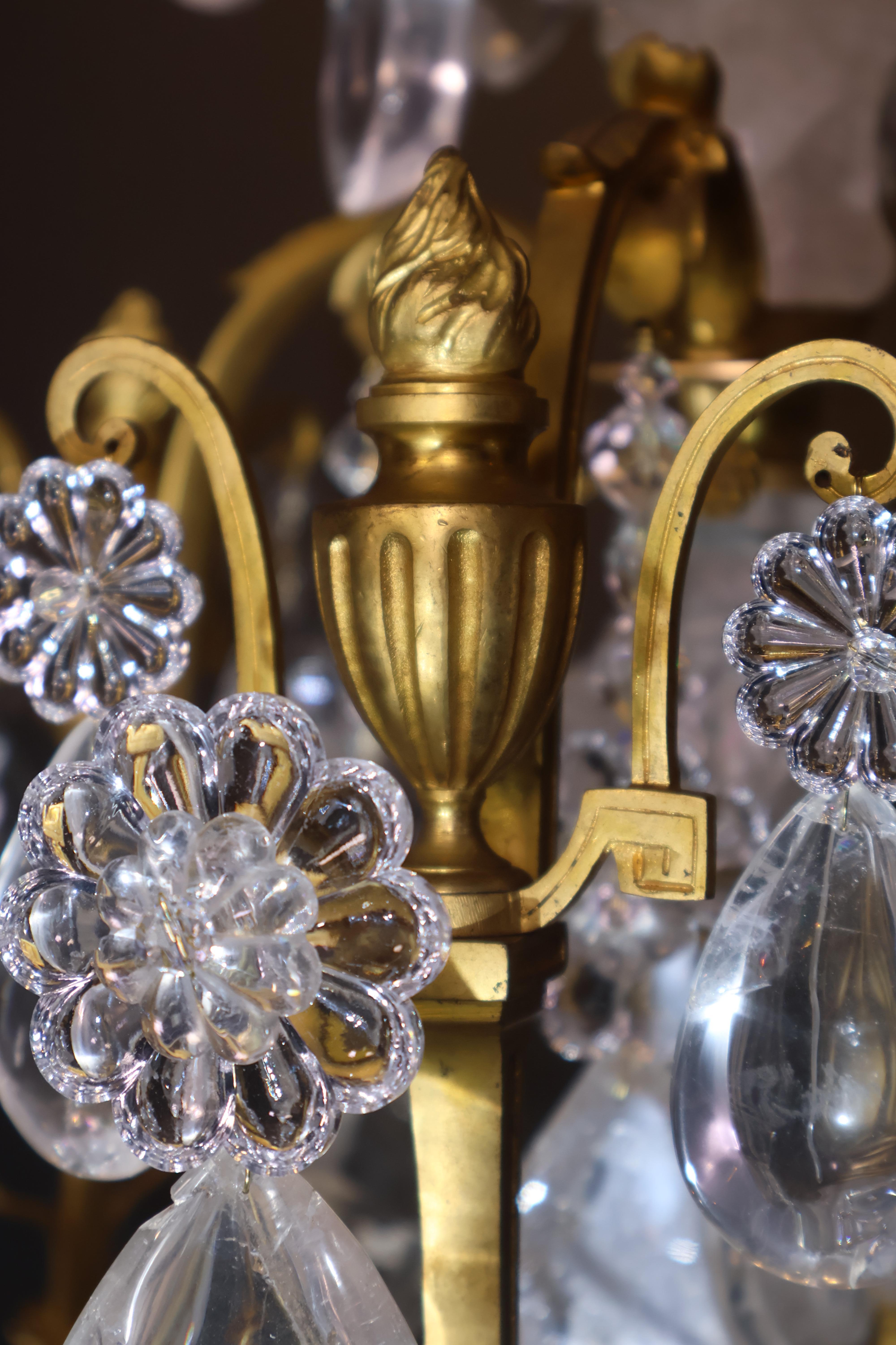 Late 19th Century Gilt Bronze & Rock Crystal Chandelier For Sale