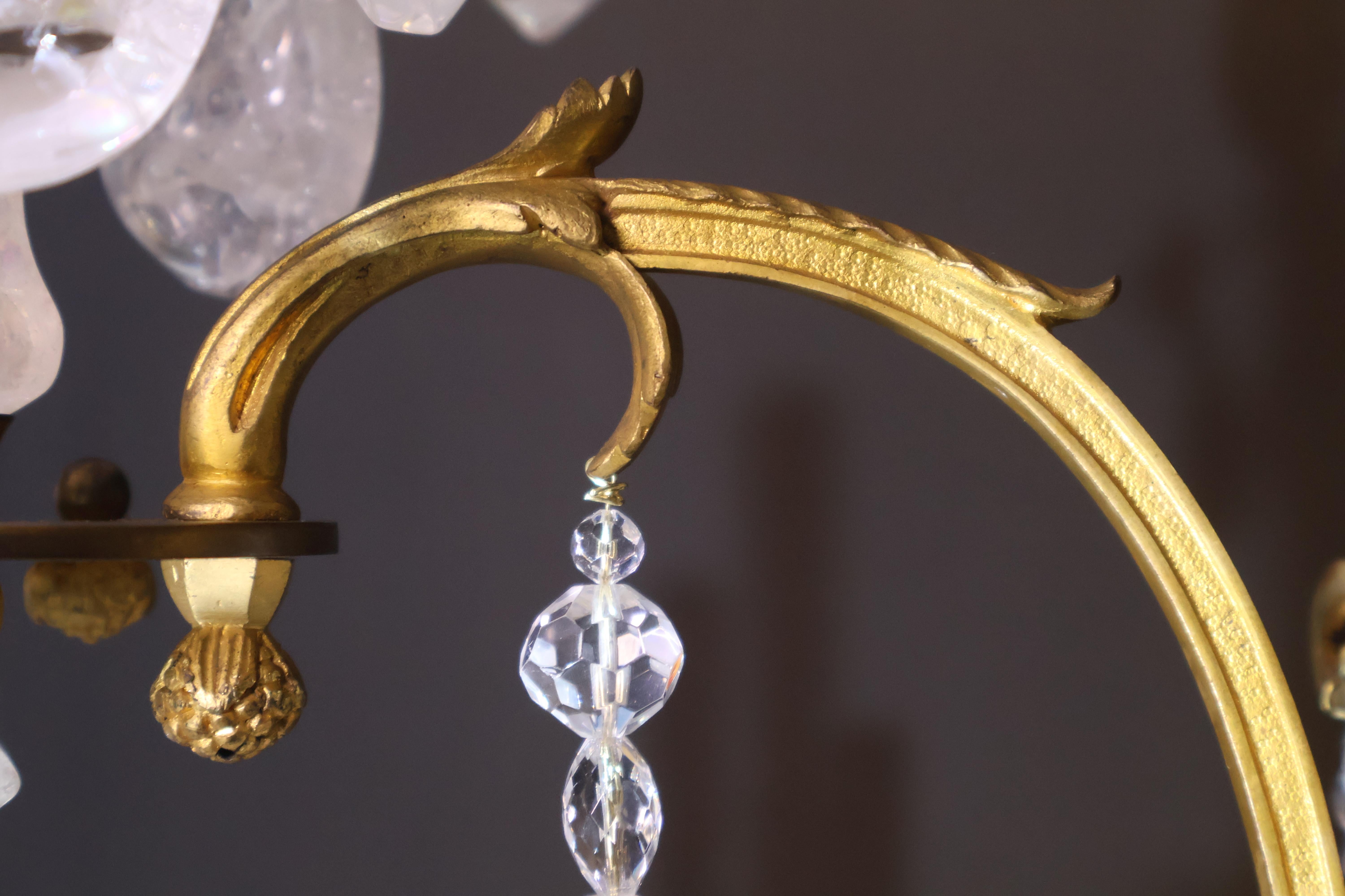 Gilt Bronze & Rock Crystal Chandelier For Sale 2