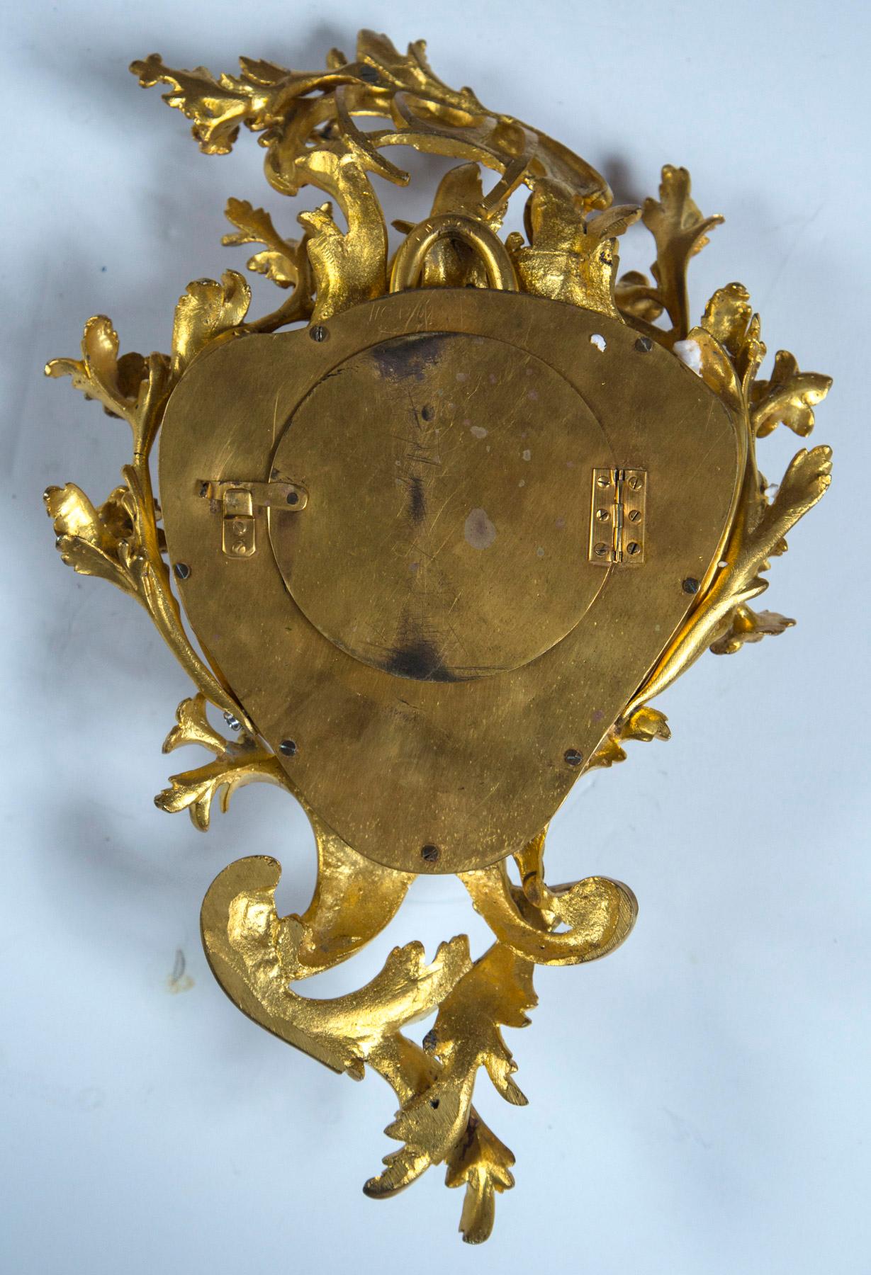 Gilt Bronze Rococo Cartel or Wall Clock For Sale 2