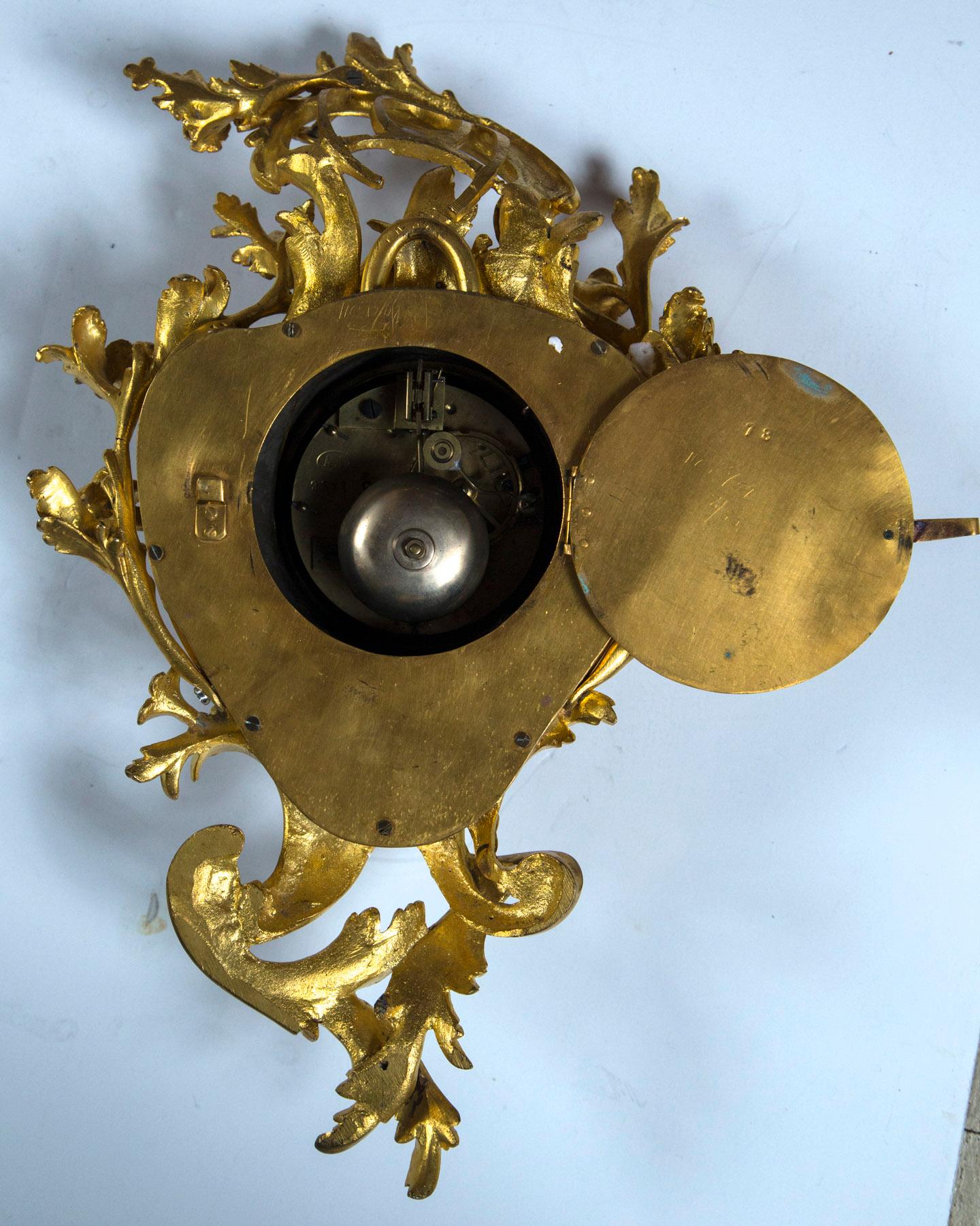 Gilt Bronze Rococo Cartel or Wall Clock For Sale 3