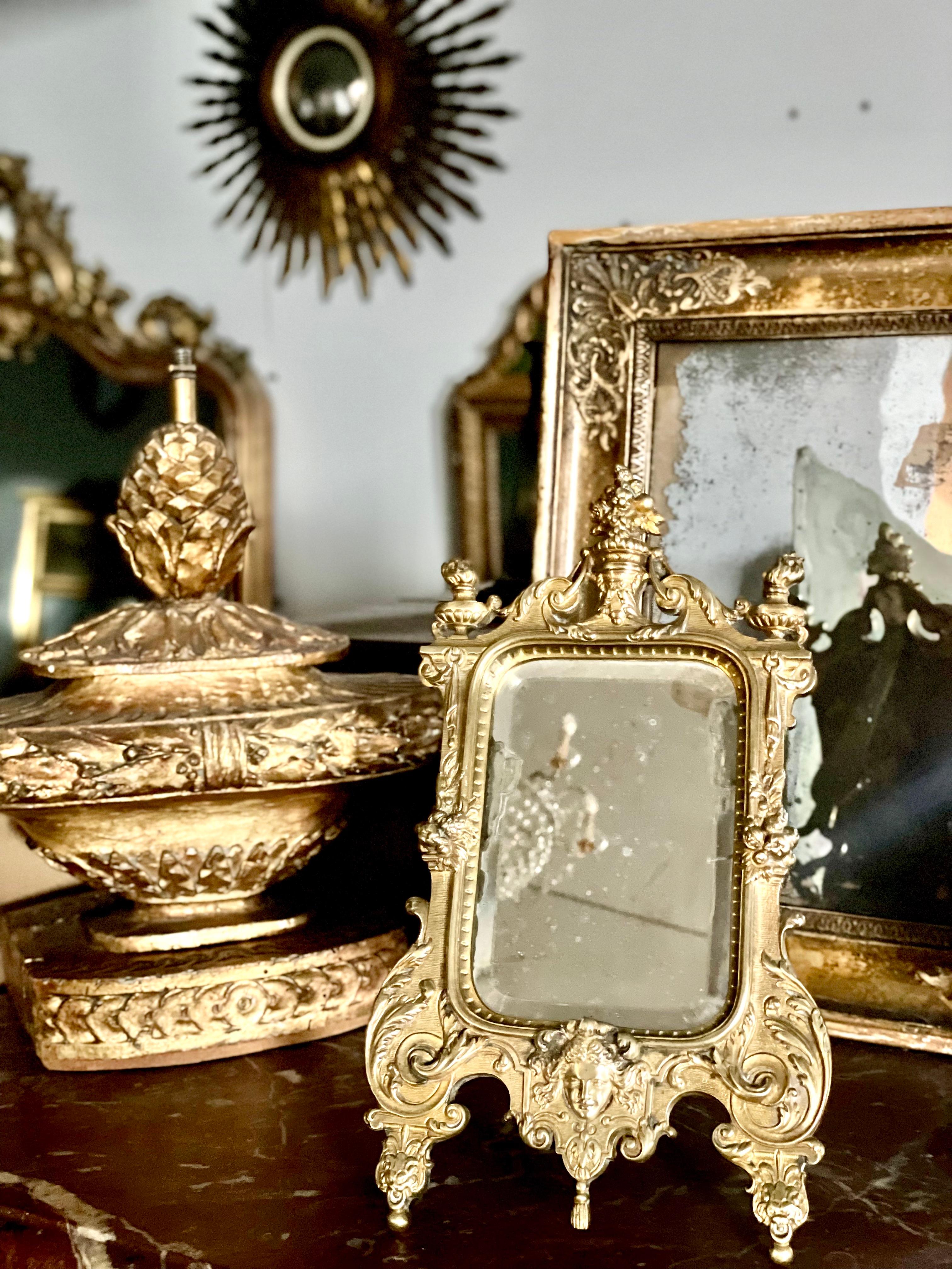 Gilt Bronze Rococo Vanity Mirror For Sale 6