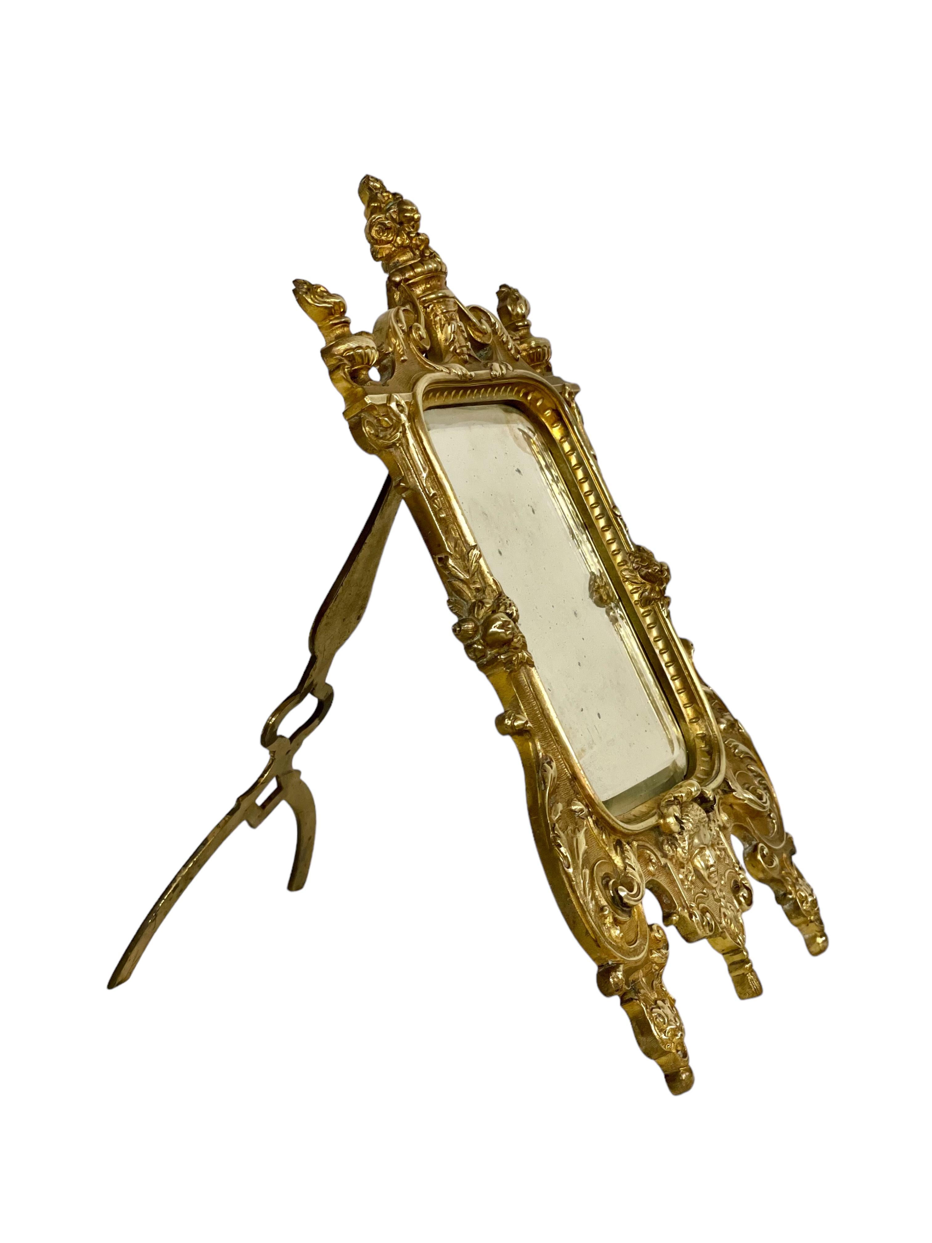 20th Century Gilt Bronze Rococo Vanity Mirror For Sale