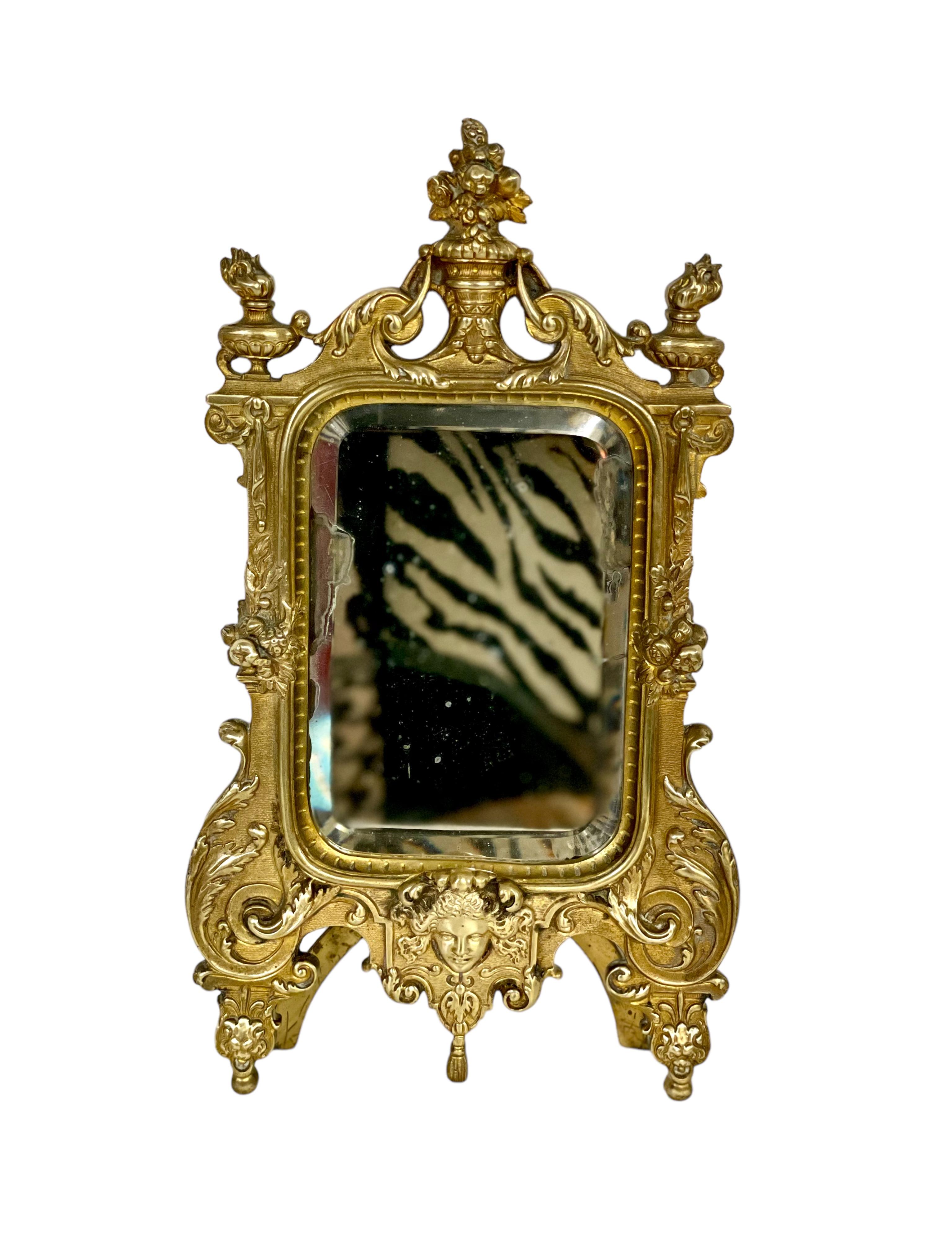 Gilt Bronze Rococo Vanity Mirror For Sale 5