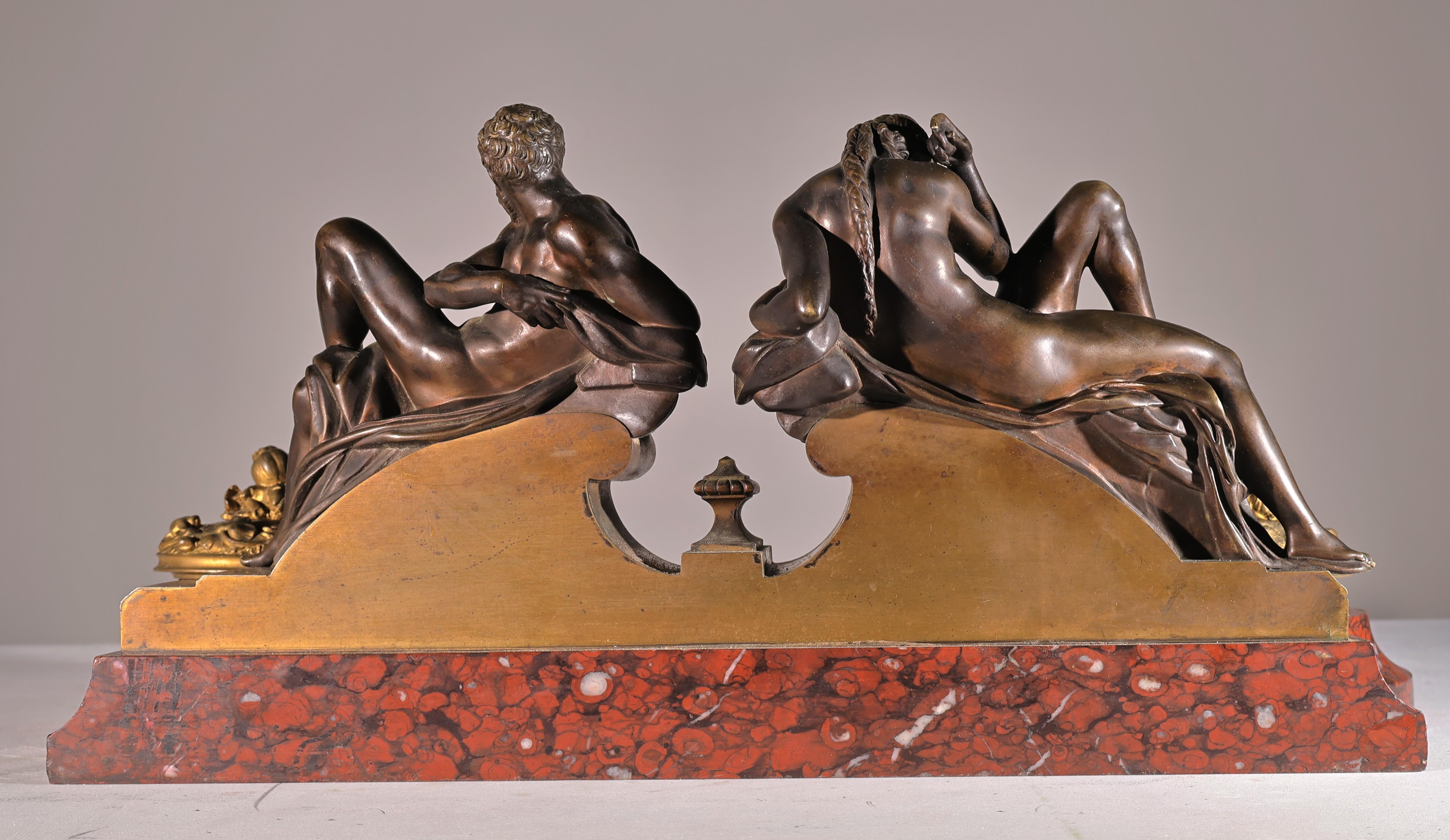 Gilt Bronze & Rouge Griotte Marble Inkwell For Sale 3