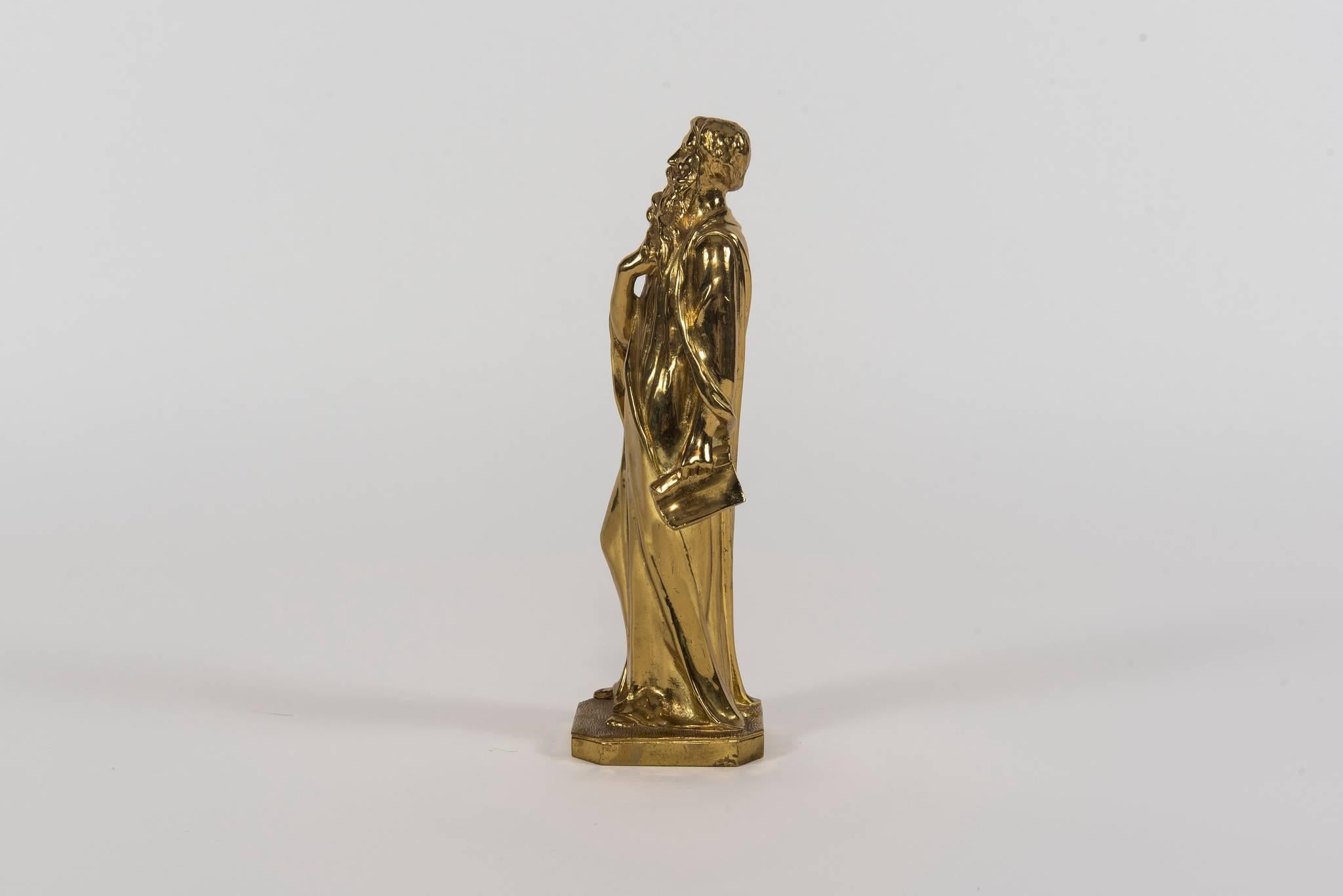 Sculpture d'érudit en bronze doré datant de la fin du XIXe siècle et du début du XXe siècle.