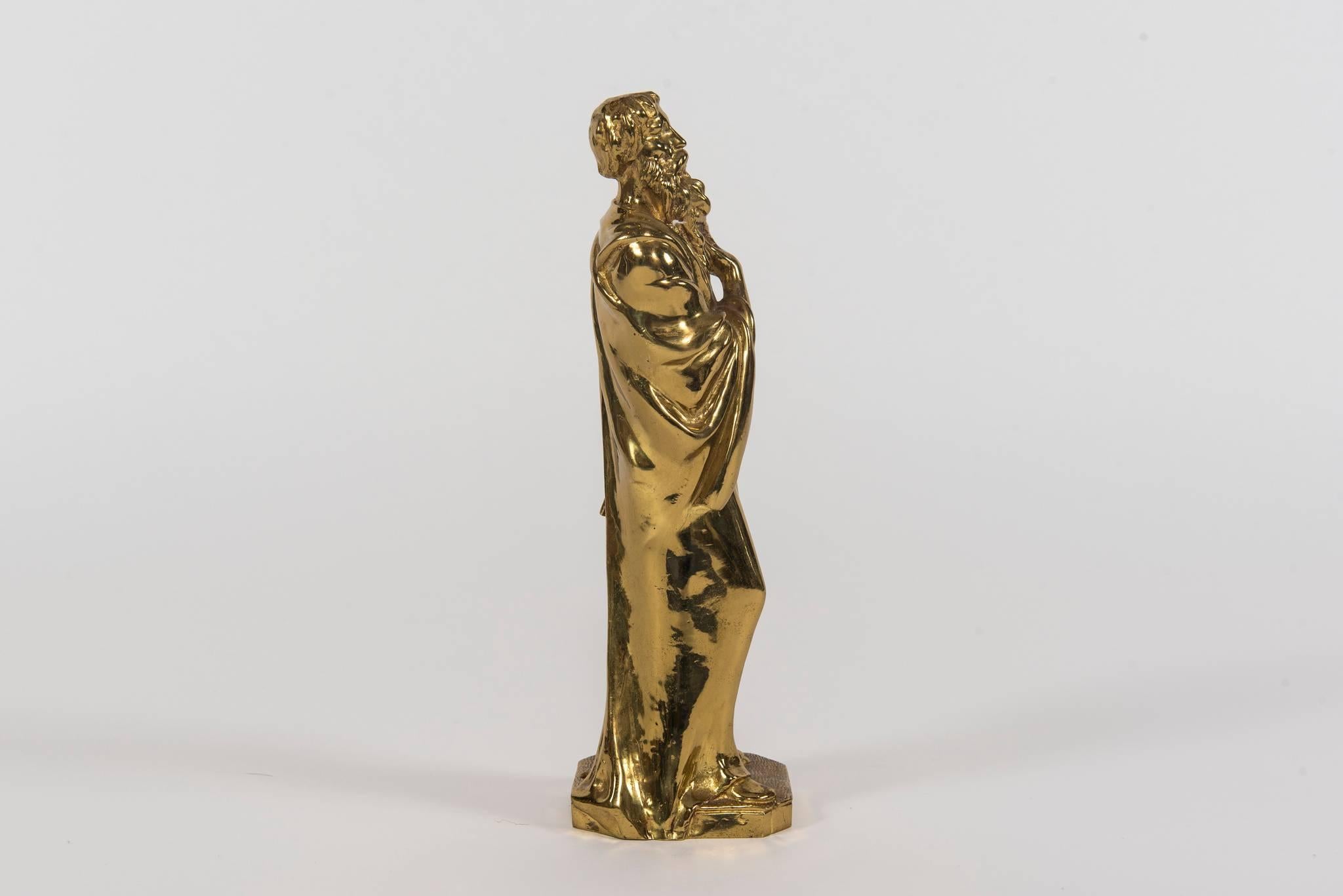 Doré Sculpture d'érudit en bronze doré en vente