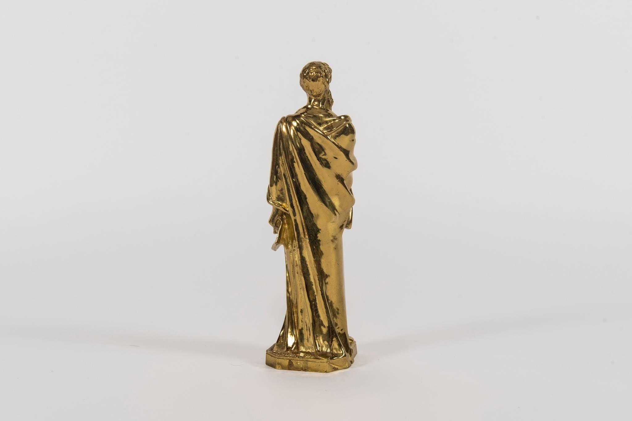 Late 19th Century Gilt Bronze Scholar Sculpture For Sale