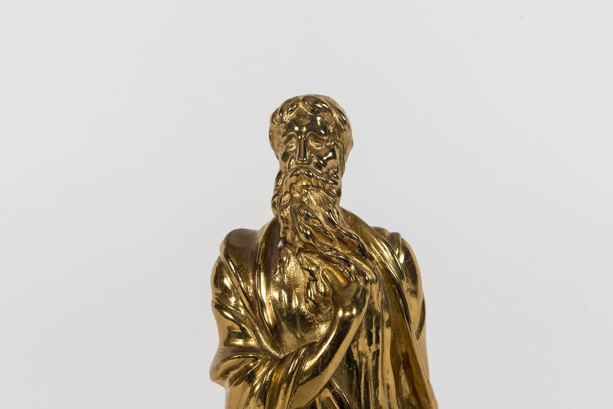 Fin du XIXe siècle Sculpture d'érudit en bronze doré en vente