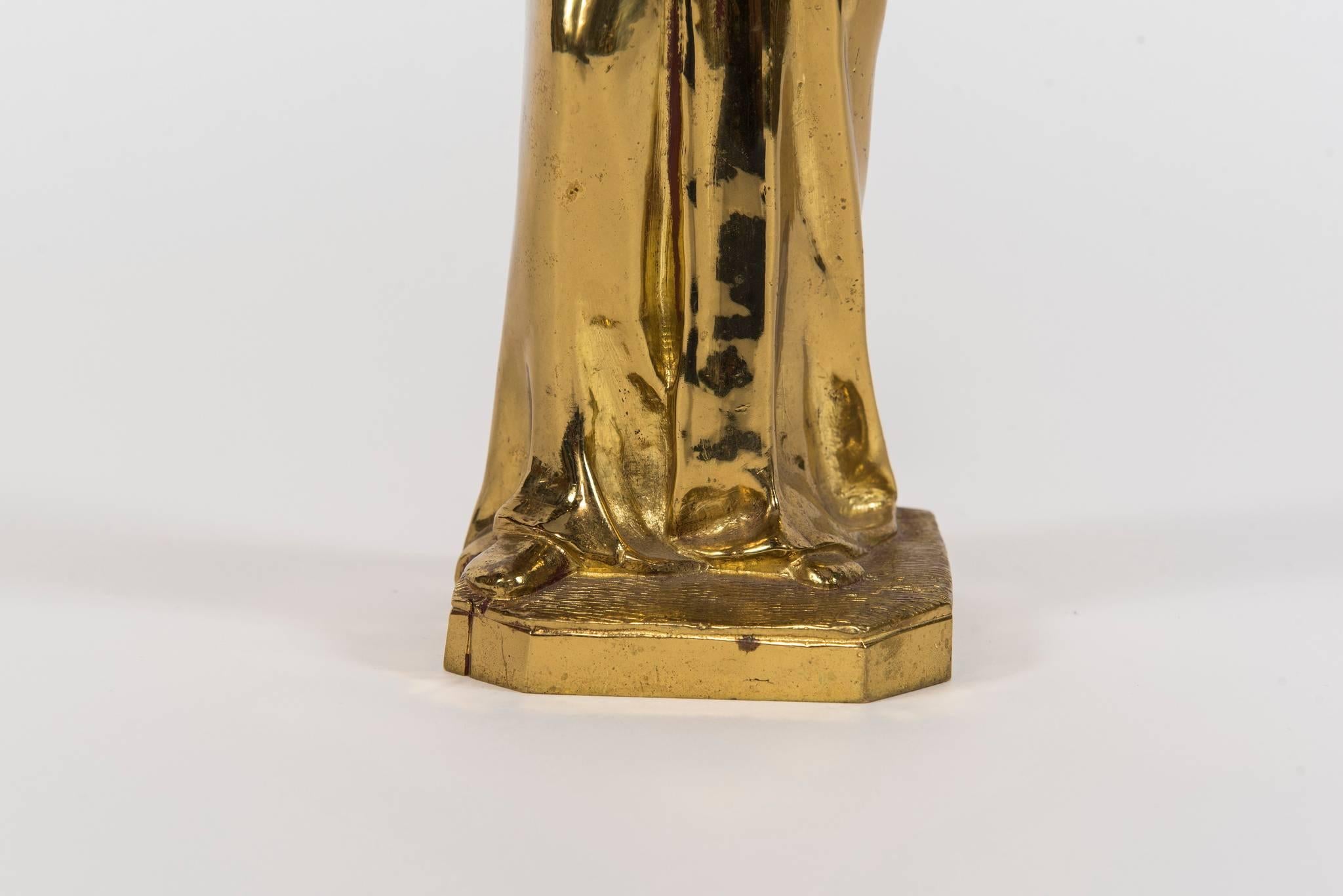 Sculpture d'érudit en bronze doré en vente 1