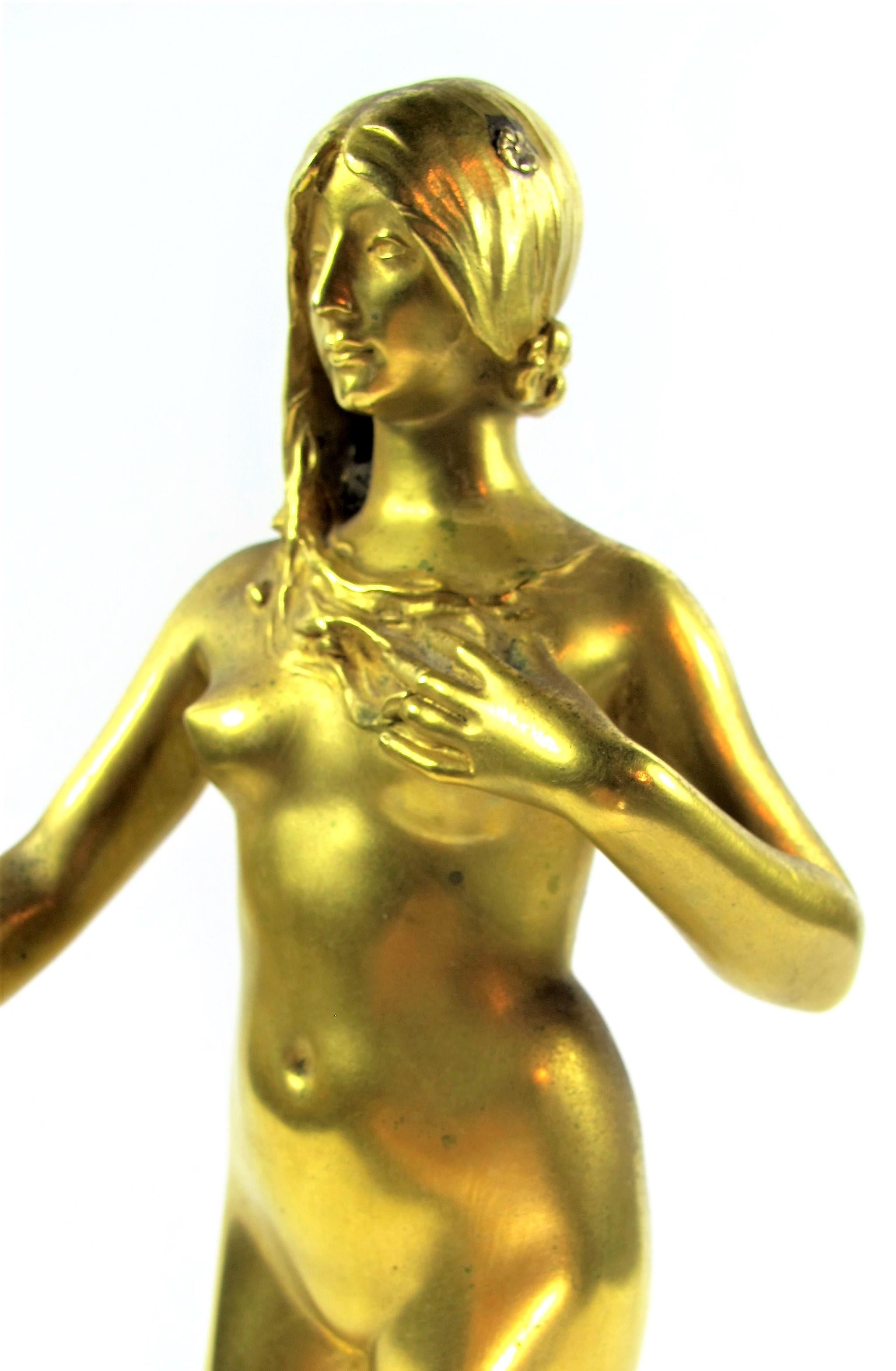 Gilt Bronze Sculpture by Antonin Carlès (1851-1919) “Youth” In Good Condition For Sale In MARSEILLE, FR