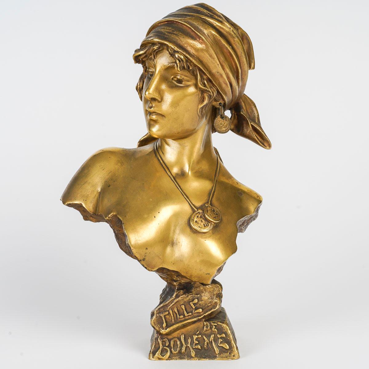 Vergoldete Bronzeskulptur von Emmanuel Villanis, frühes 20. Jahrhundert. (Französisch) im Angebot