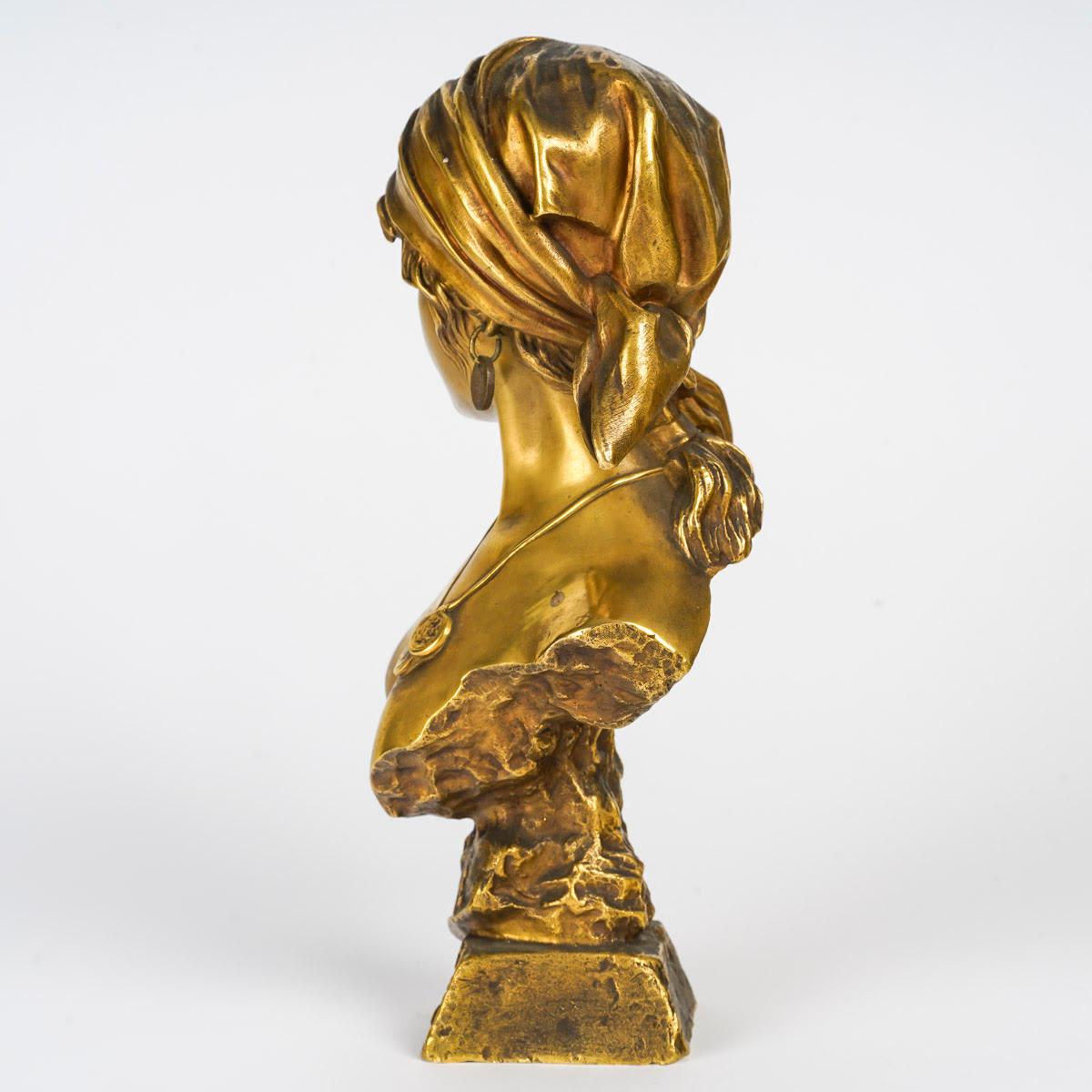 Vergoldete Bronzeskulptur von Emmanuel Villanis, frühes 20. Jahrhundert. im Angebot 1