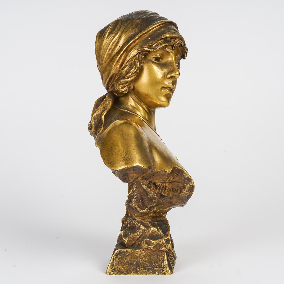 Vergoldete Bronzeskulptur von Emmanuel Villanis, frühes 20. Jahrhundert. im Angebot 4