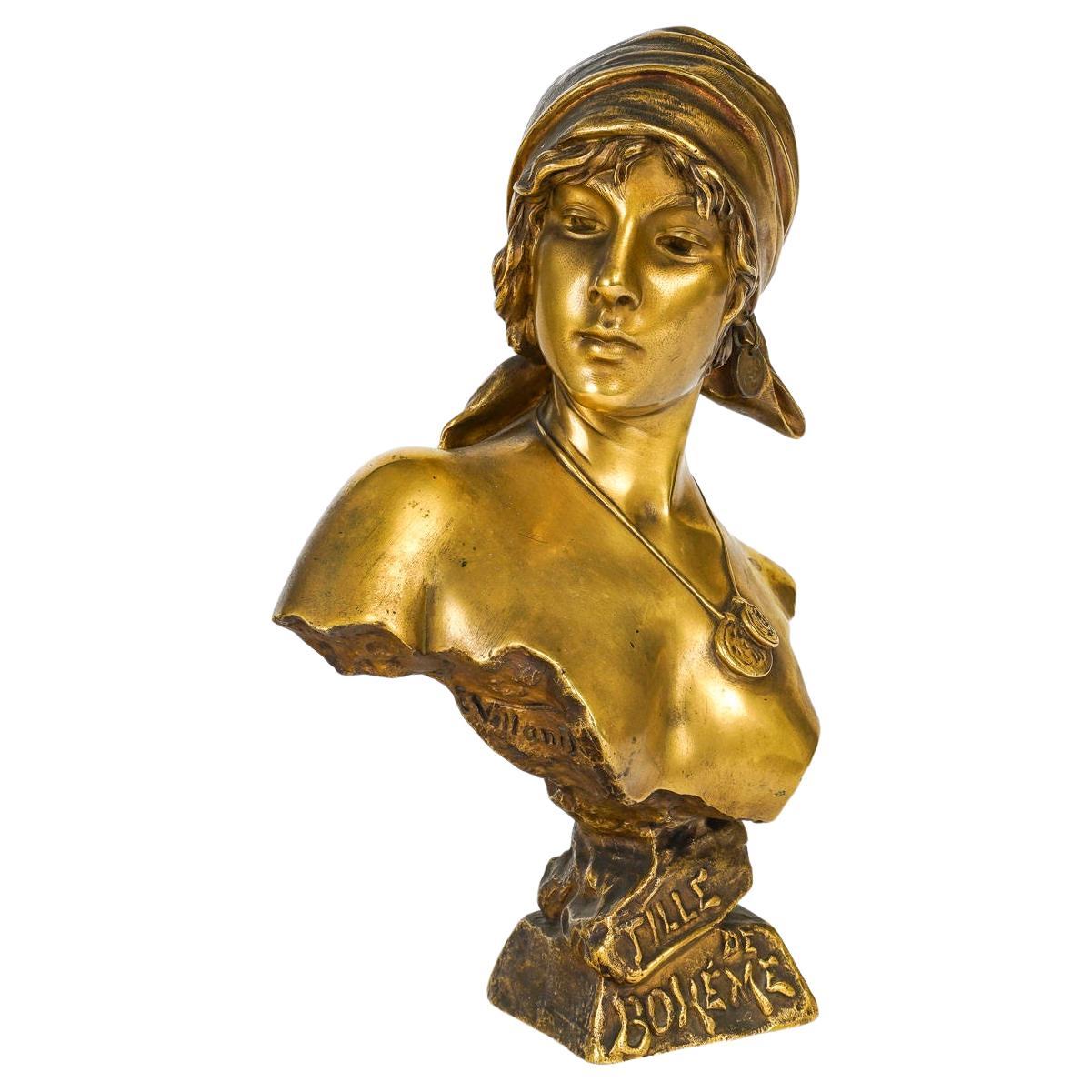 Sculpture en bronze doré d'Emmanuel Villanis, début du 20e siècle. en vente