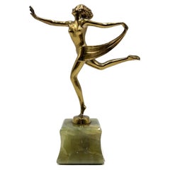 Gilt Bronze Sculpture of a Dancer by Josef Lorenzl Early 1900s