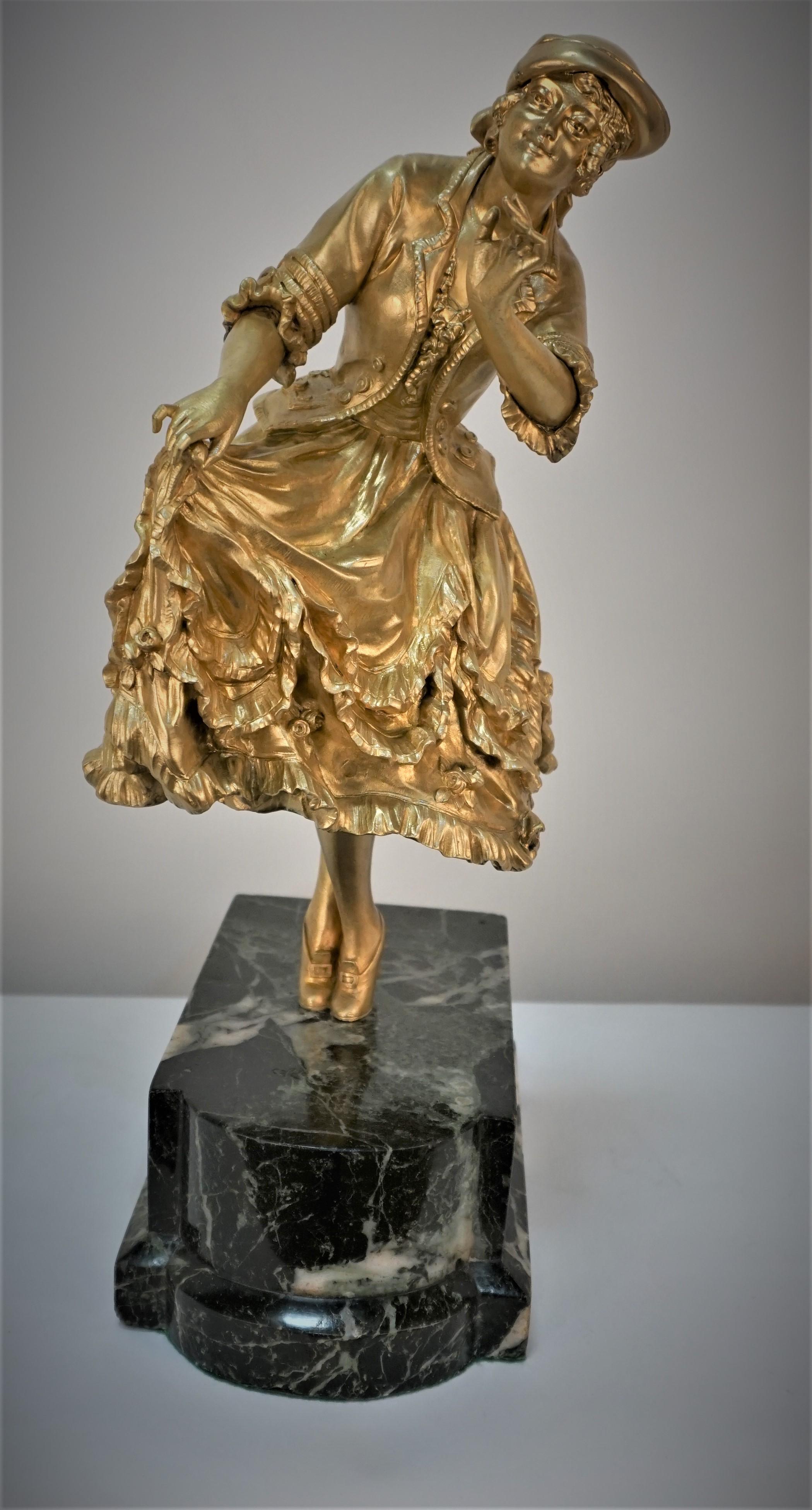 Gilt Bronze Sculpture of a Woman Dance by Claire Jeanne Roberte Colinet For Sale 3